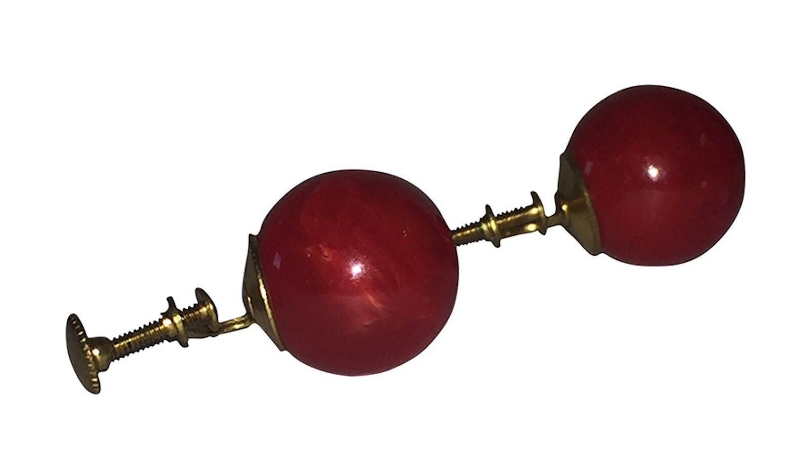 Designer Red Swirl Bakelite Ball Earrings Size ONE SIZE - 4 Thumbnail