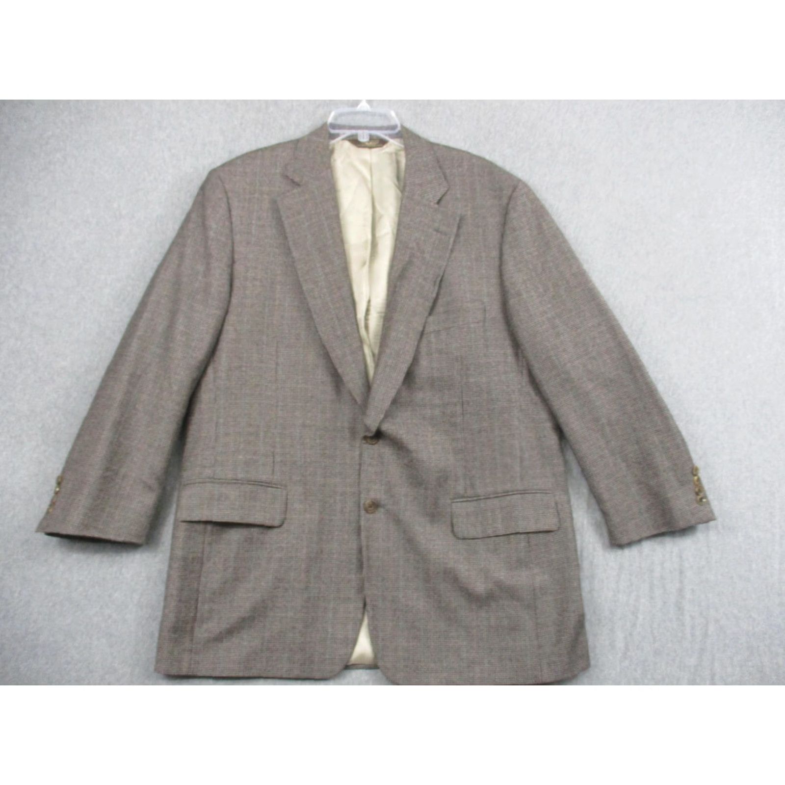 Paul Stuart VINTAGE Paul Stuart Sport Coat Blazer Mens 48 Long Brown Houndstooth Wool 90s Size 48R - 2 Thumbnail