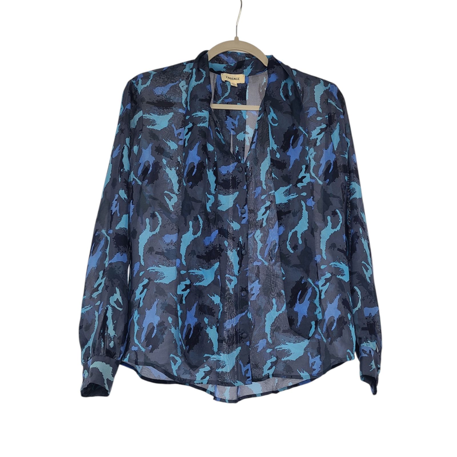 L'AGENCE L'AGENCE Silk Abstract Watercolor Print Button Up Blouse XS Size XS / US 0-2 / IT 36-38 - 1 Thumbnail