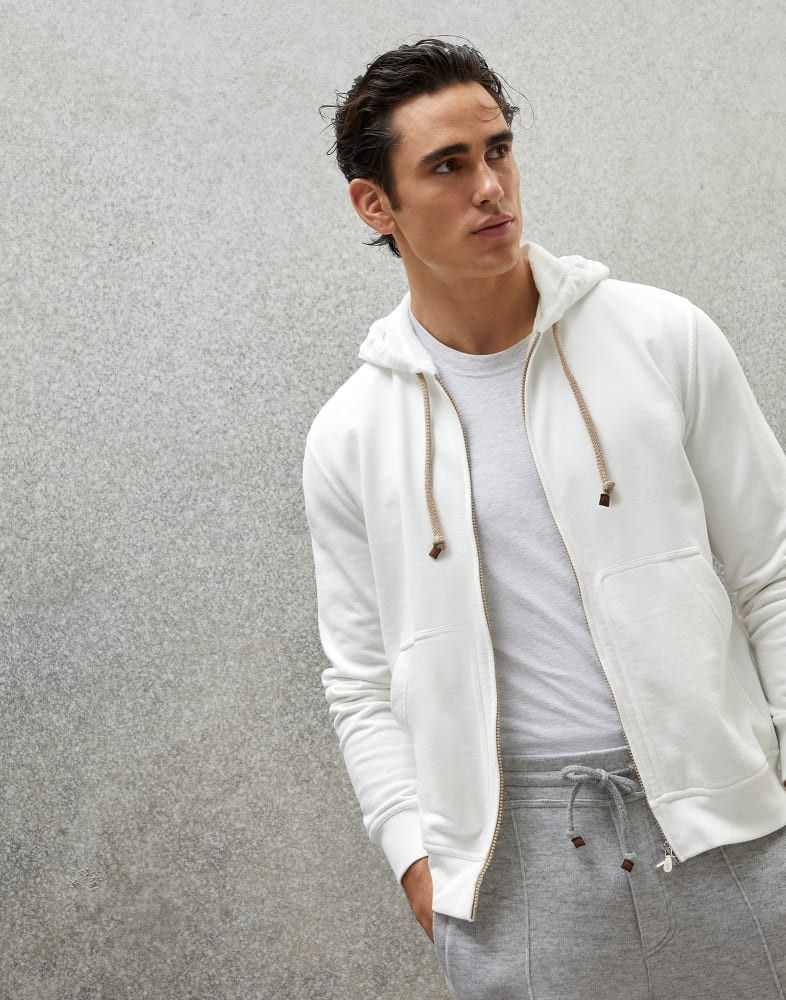 Brunello Cucinelli o1w1db10924 Cardigan Sweathirt in Open White Size US XXL / EU 58 / 5 - 2 Thumbnail