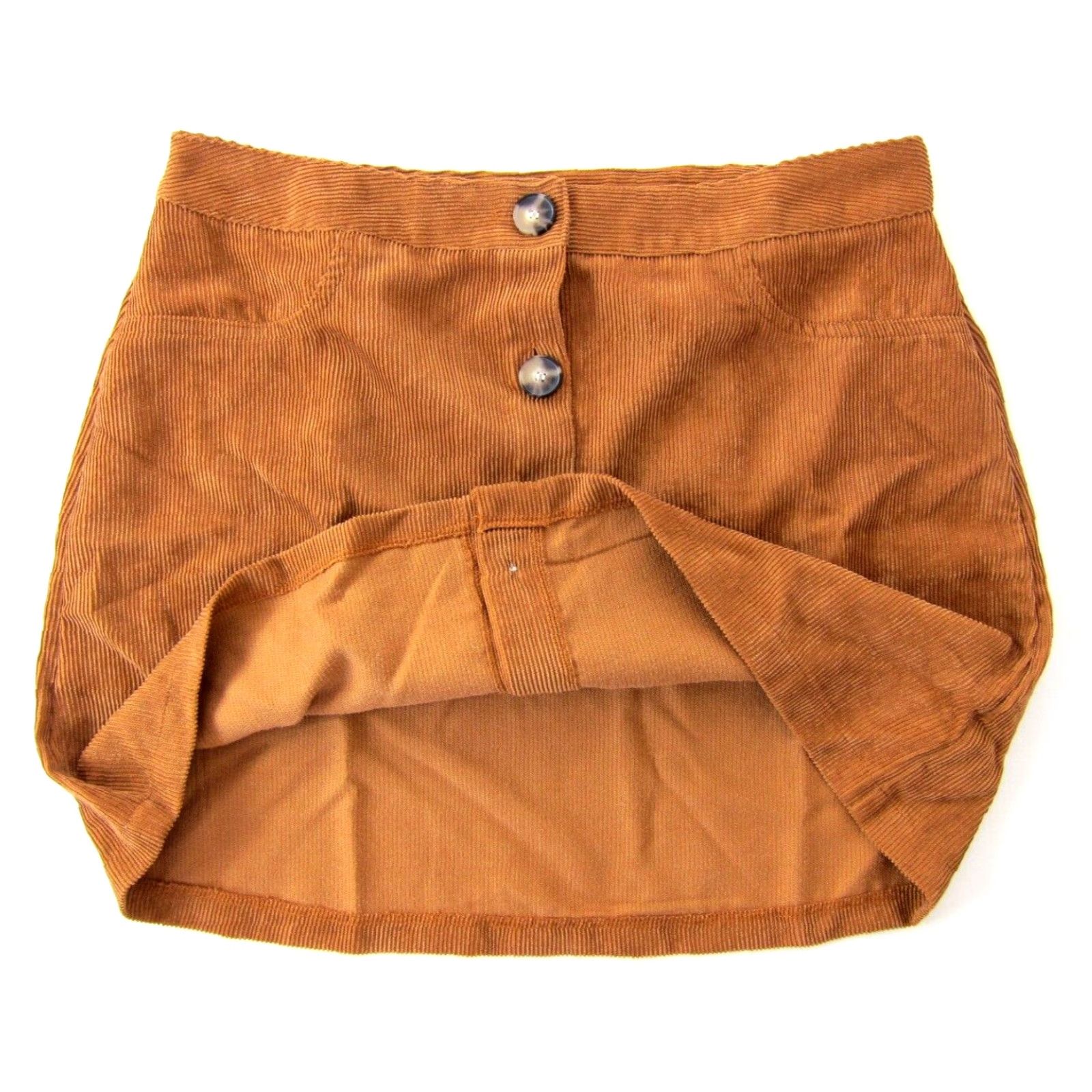 Vintage NWT BCX Paprika Brown Corduroy Button Down Back Pocket Mini Skirt Women L JR 11 Size 32" / US 10 / IT 46 - 7 Thumbnail