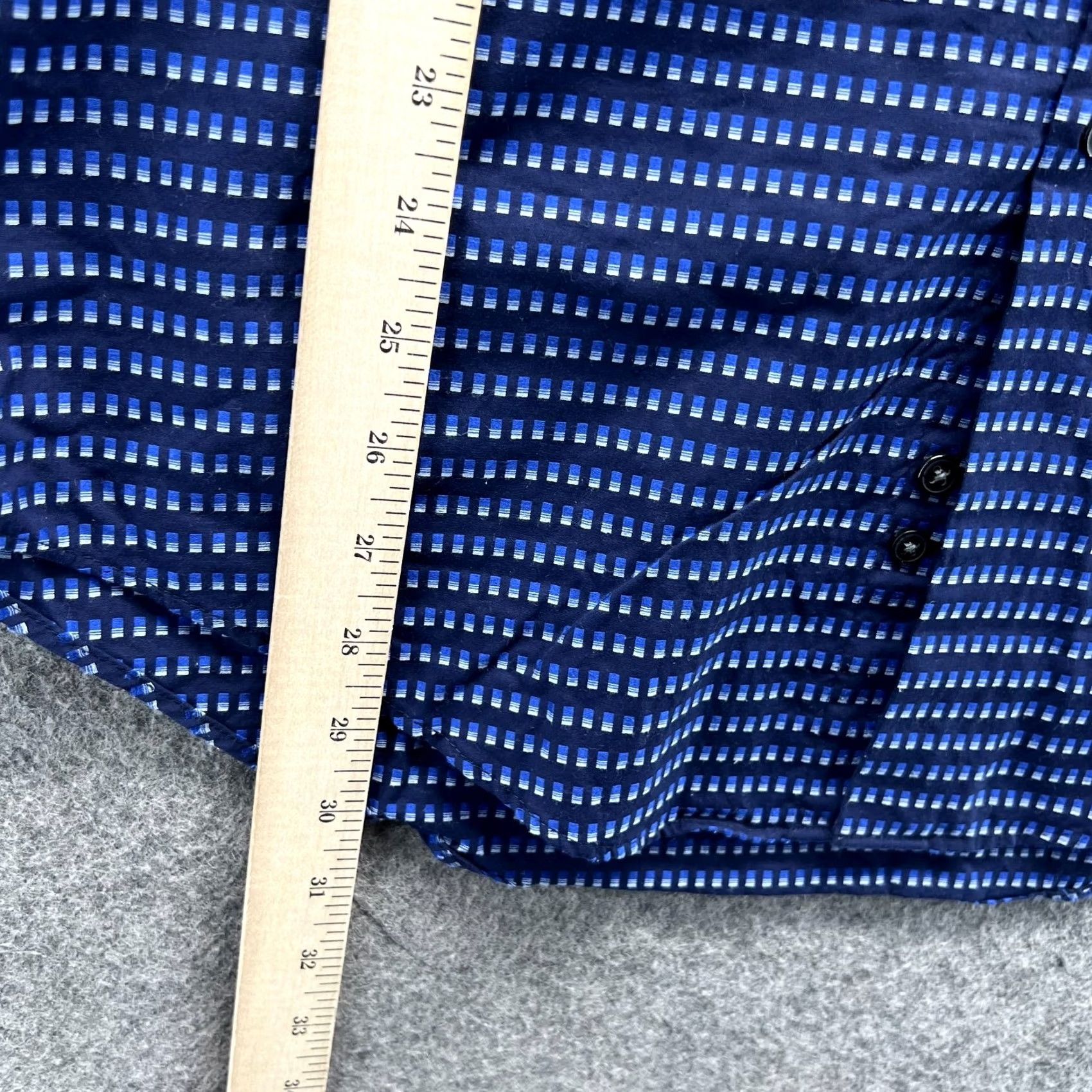 Calvin Klein Calvin Klein Shirt Mens Large Blue Navy Button Down Dress Slim Patterned Dots Size 42R - 3 Thumbnail