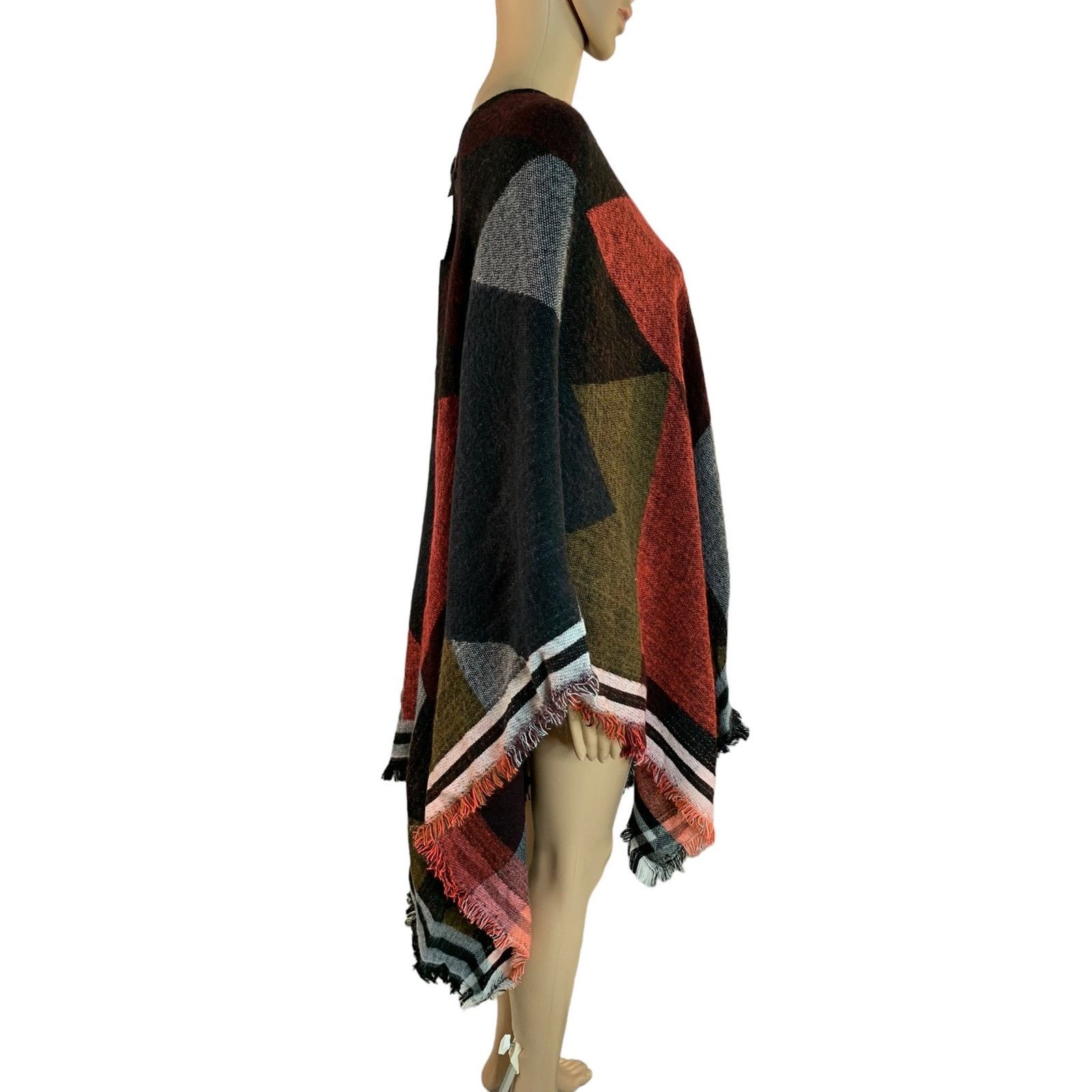 Other Marc New York Poncho Buffalo Plaid Cardigan Tassel & Fringes Size ONE SIZE - 8 Thumbnail