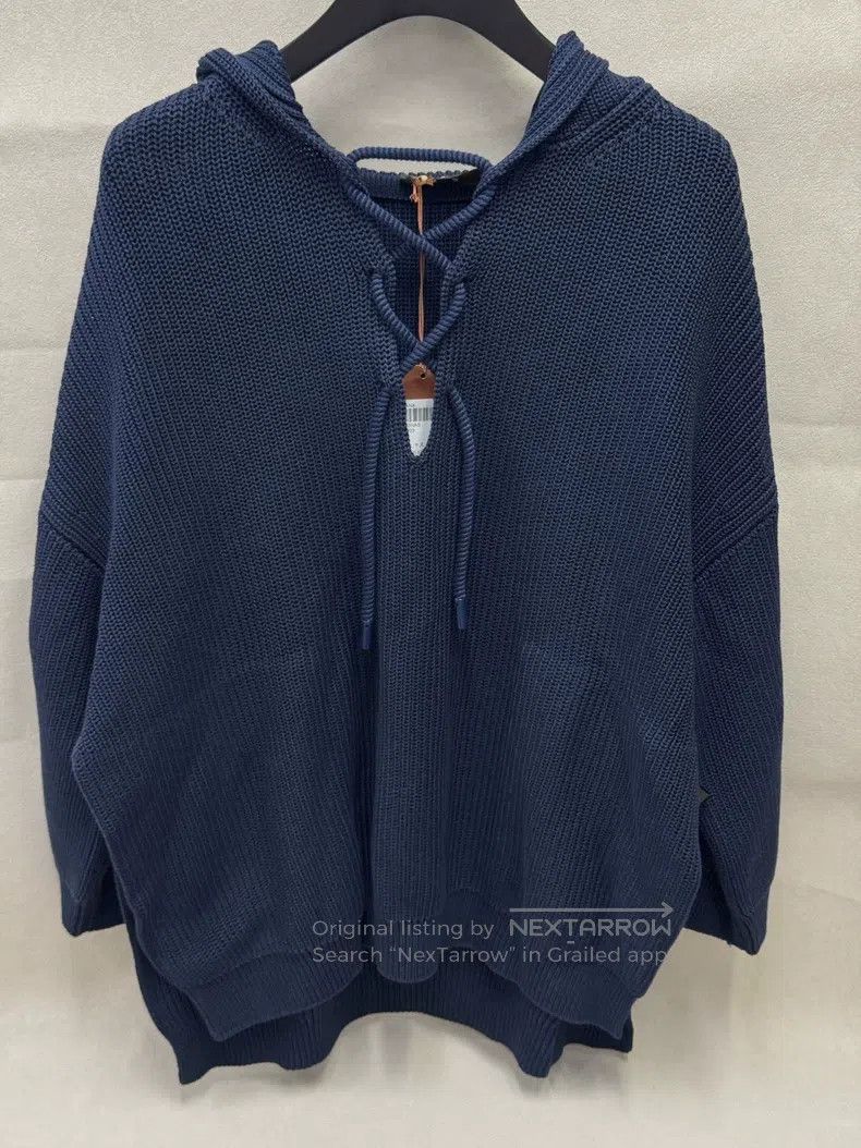 Loro Piana Loro Piana Women's Navy Blue Hooded Knitted Top Size S / US 4 / IT 40 - 1 Thumbnail