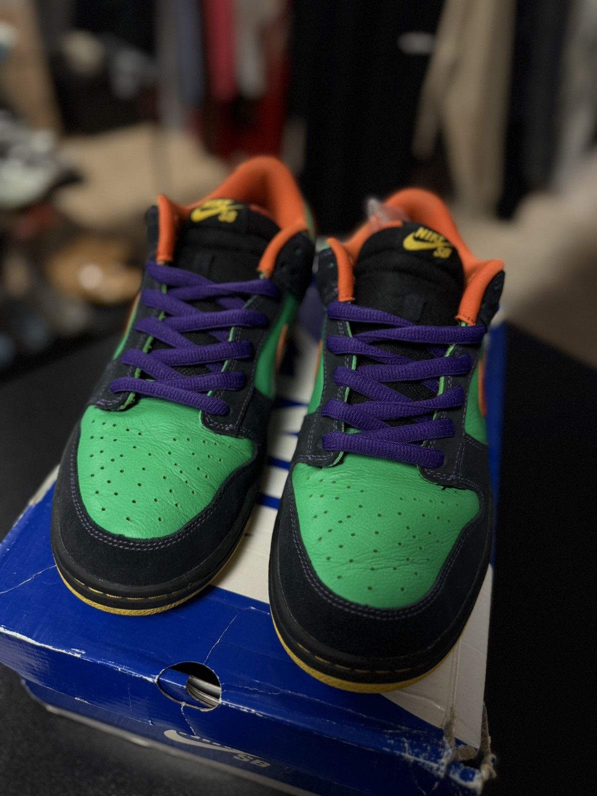 Nike Size 11 - Nike Dunk SB Low Green Spark Hoop Orange Halloween Size US 11 / EU 44 - 7 Thumbnail