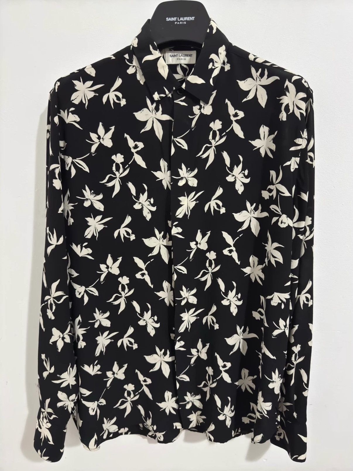 Saint Laurent Paris Saint Laurent (SLP) 21SS Runway Wild Orchid Print Silk Shirt Size US XL / EU 56 / 4 - 1 Thumbnail