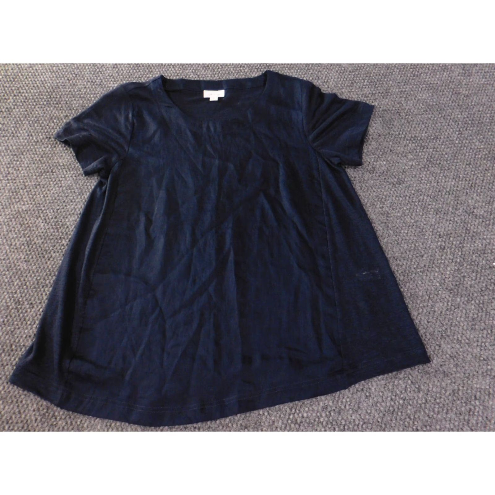 J. Jill J. Jill Blouse Shirt Womens Small Blue Linen Round Neck Cap Sleeve Pullover Casual Short Sleeve Solid Rayon Linen Size S / US 4 / IT 40 - 3 Thumbnail