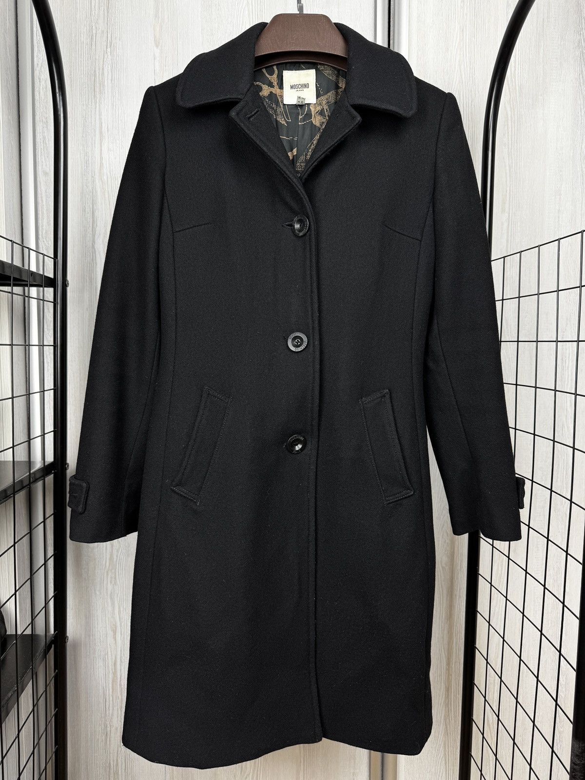 Moschino Moschino Jeans women’s black wool single breasted coat Size M / US 6-8 / IT 42-44 - 2 Thumbnail