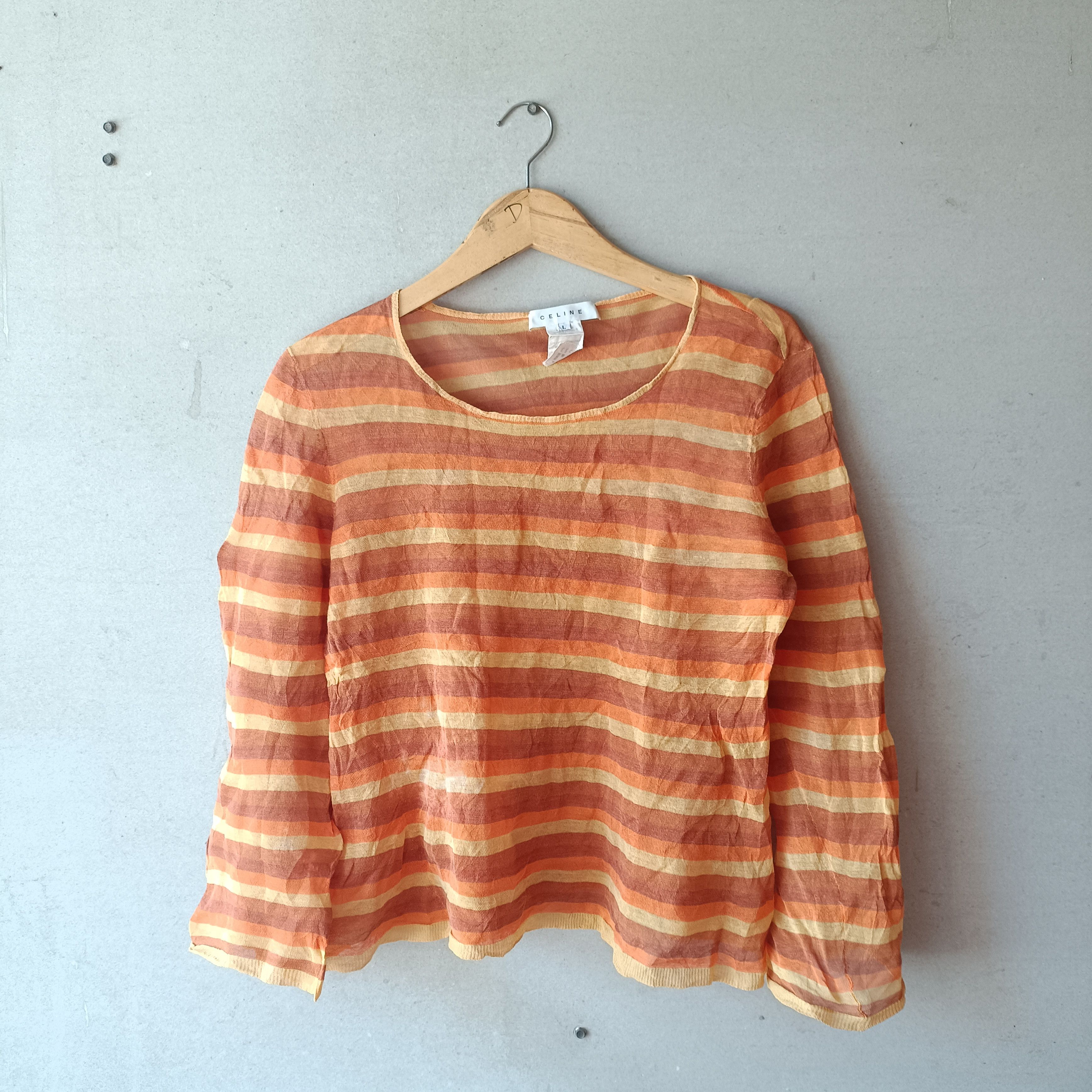 Celine metal knit sheer long sleeve top Celine S/S 2003 Size L / US 10 / IT 46 - 1 Thumbnail