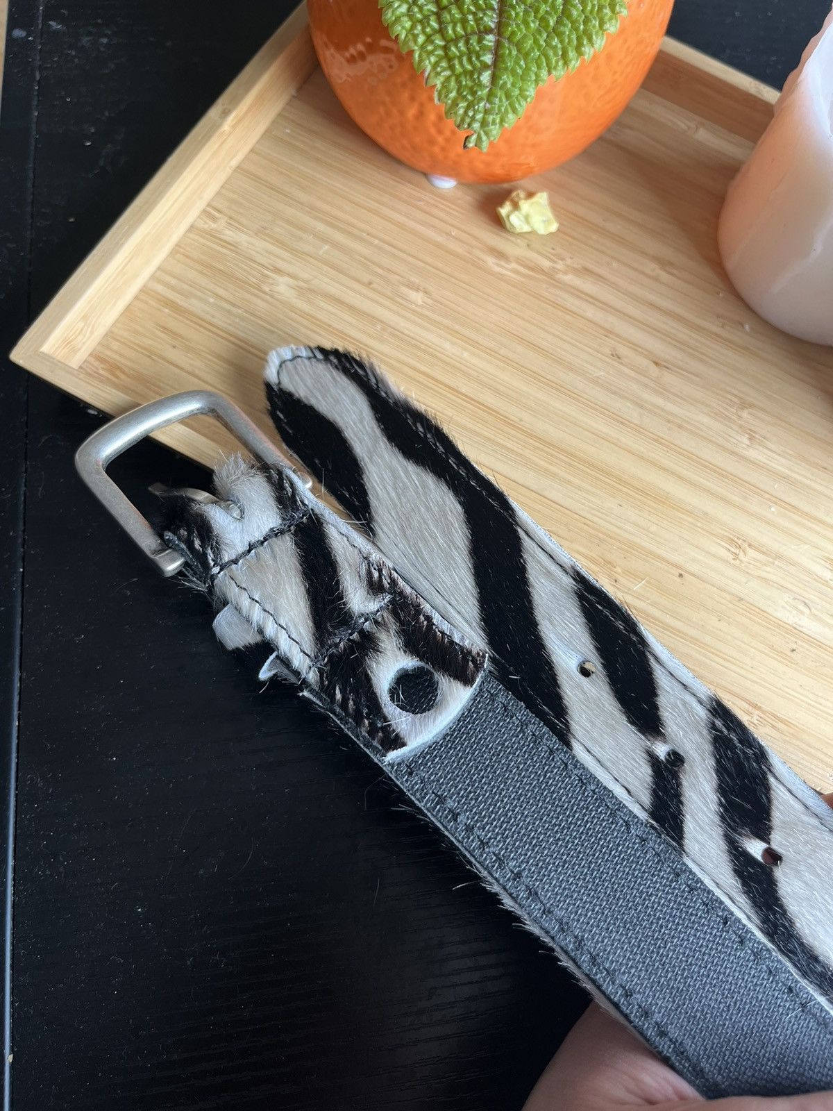 Designer × Genuine Leather × Vintage Vintage Pony Hair Zebra Print Belt Size ONE SIZE - 3 Thumbnail