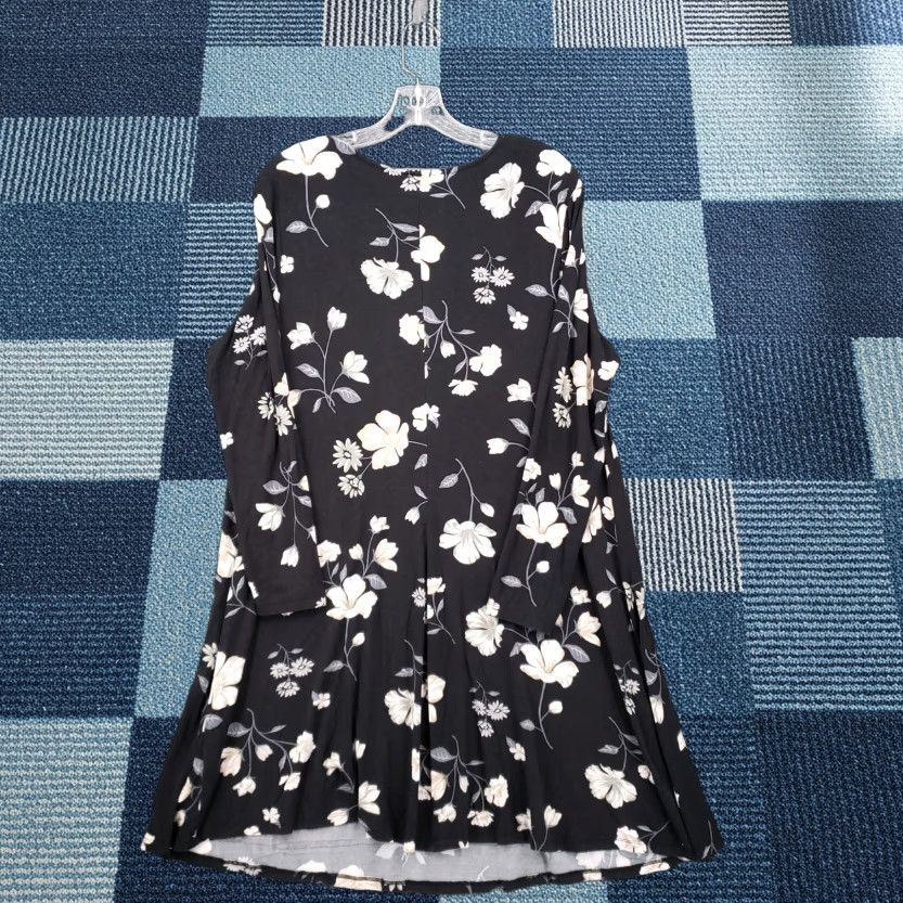 black floral dress old navy Old Navy Womens M Long Sleeve Maxi Dress Smocked V Neck Pockets Black  Floral