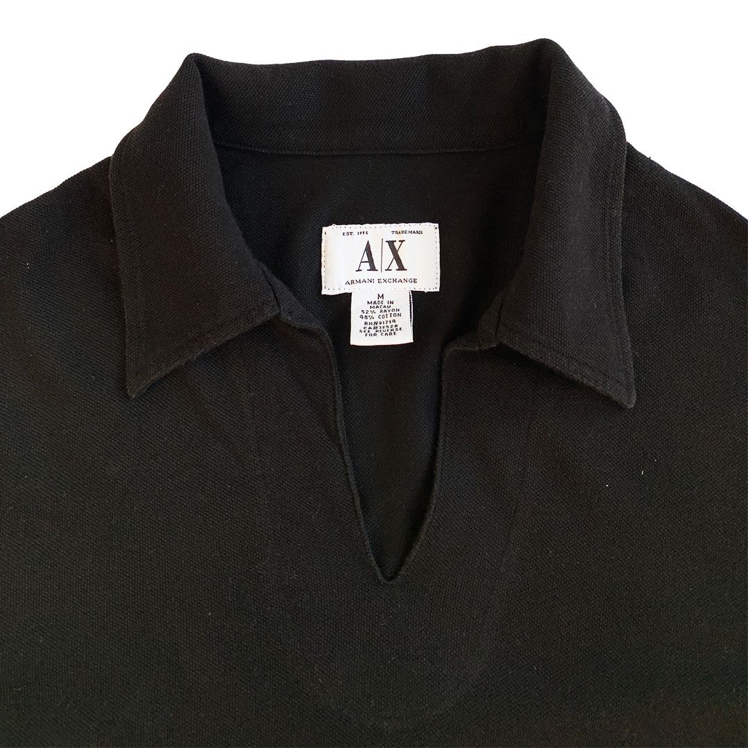 Armani Exchange Armarni Exchange - Stripe Long Sleeve Polo - Black - M Size US M / EU 48-50 / 2 - 3 Thumbnail