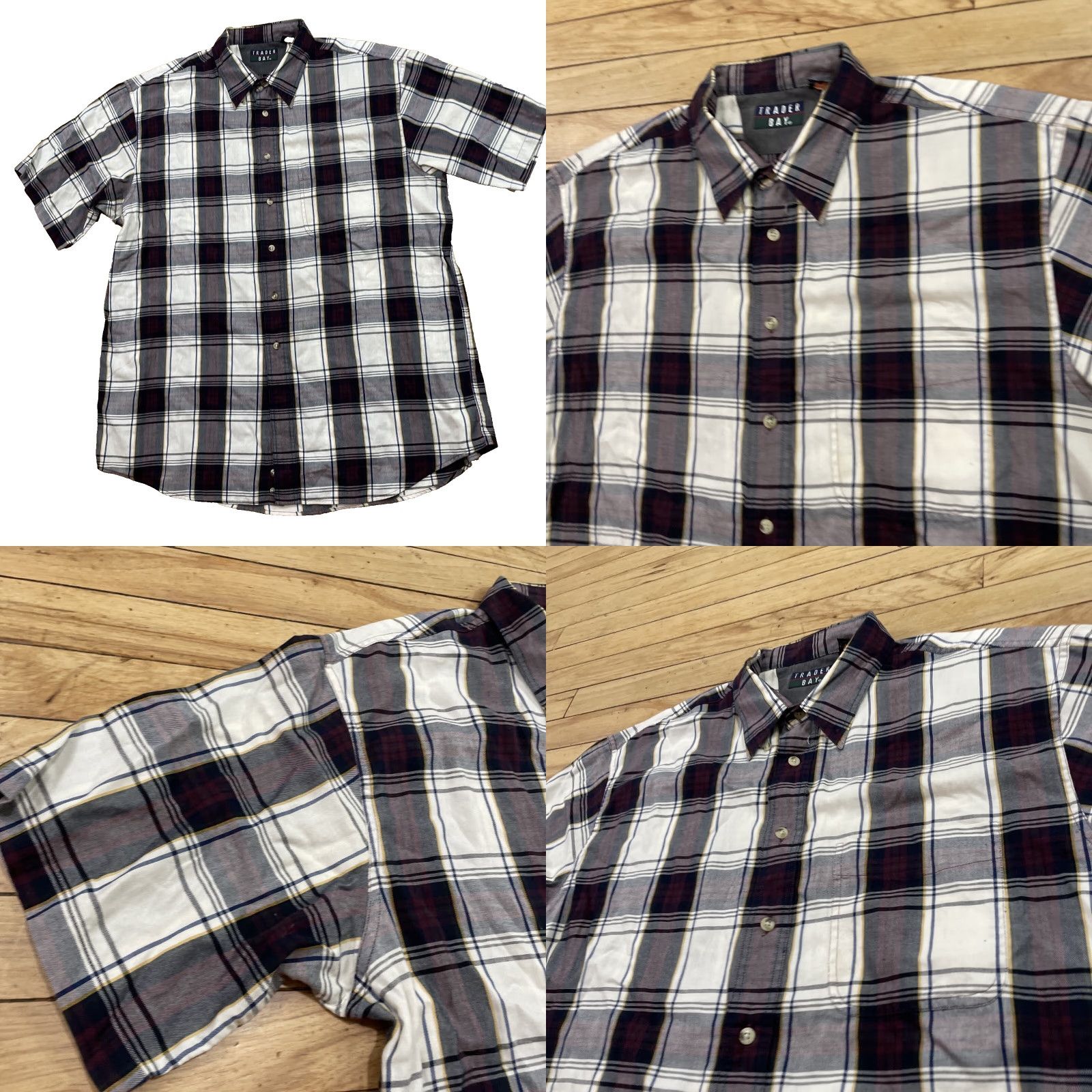 Vintage VINTAGE Trader Bay Button-Up Shirt Men XLT Purple Gray Plaid Outdoor Oxford XL Tall Size US XL / EU 56 / 4 - 9 Thumbnail