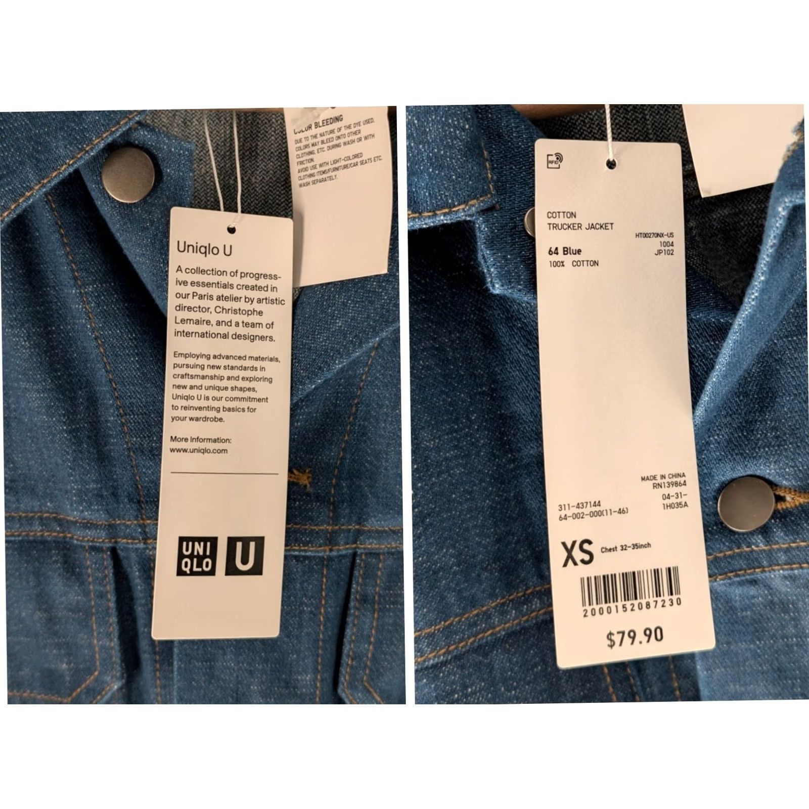 Uniqlo VINTAGE Uniqlo U Denim Trucker Jacket XS Men Blue Cotton 2021 Collection NWT/NEW with tags Trucker Style Accessories Mens Size US XS / EU 42 / 0 - 3 Thumbnail