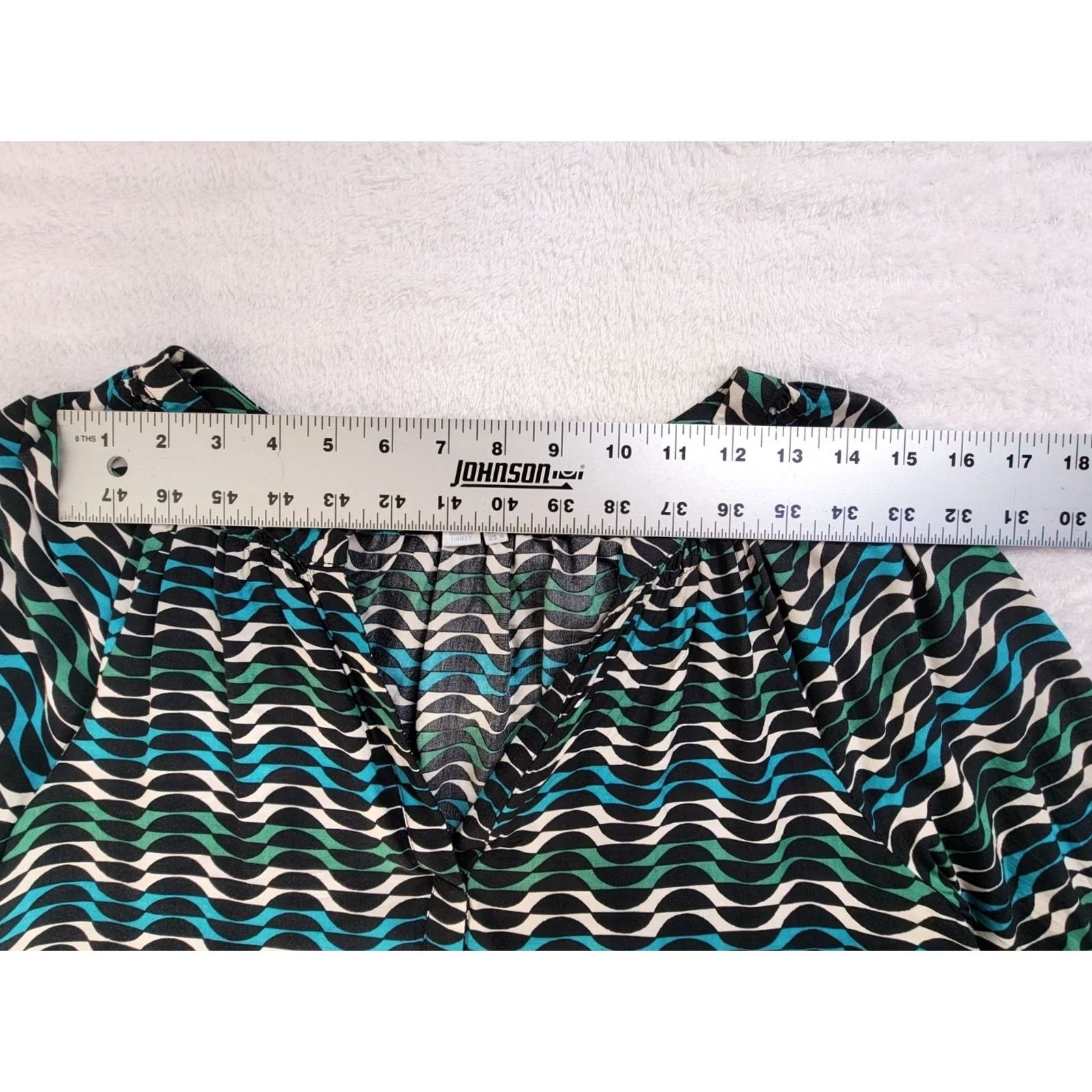 Boden Boden Blouse Wave Print V-Neck Long Sleeve Size 4 Black Green Blue WA551 Womens Size S / US 4 / IT 40 - 6 Thumbnail