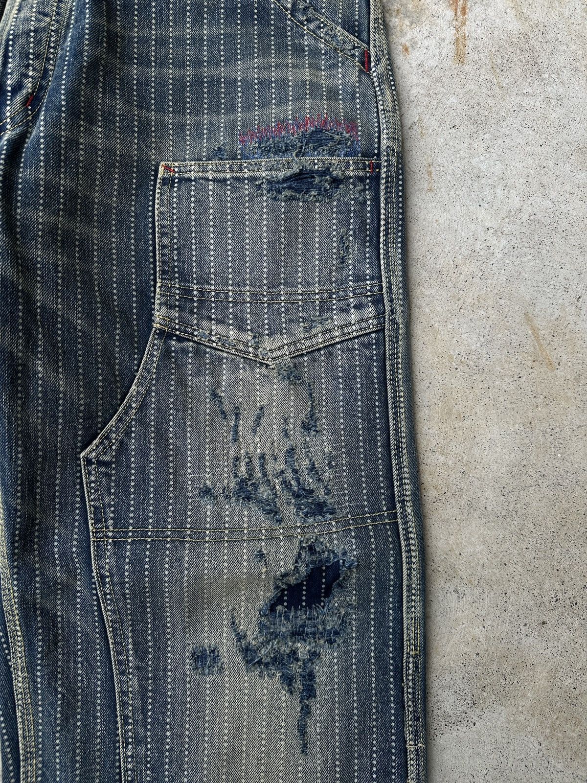 Japanese Brand Wabash Buckleback Double Knee Dungaree Striped Union Kountry Size US 36 / EU 52 - 7 Thumbnail
