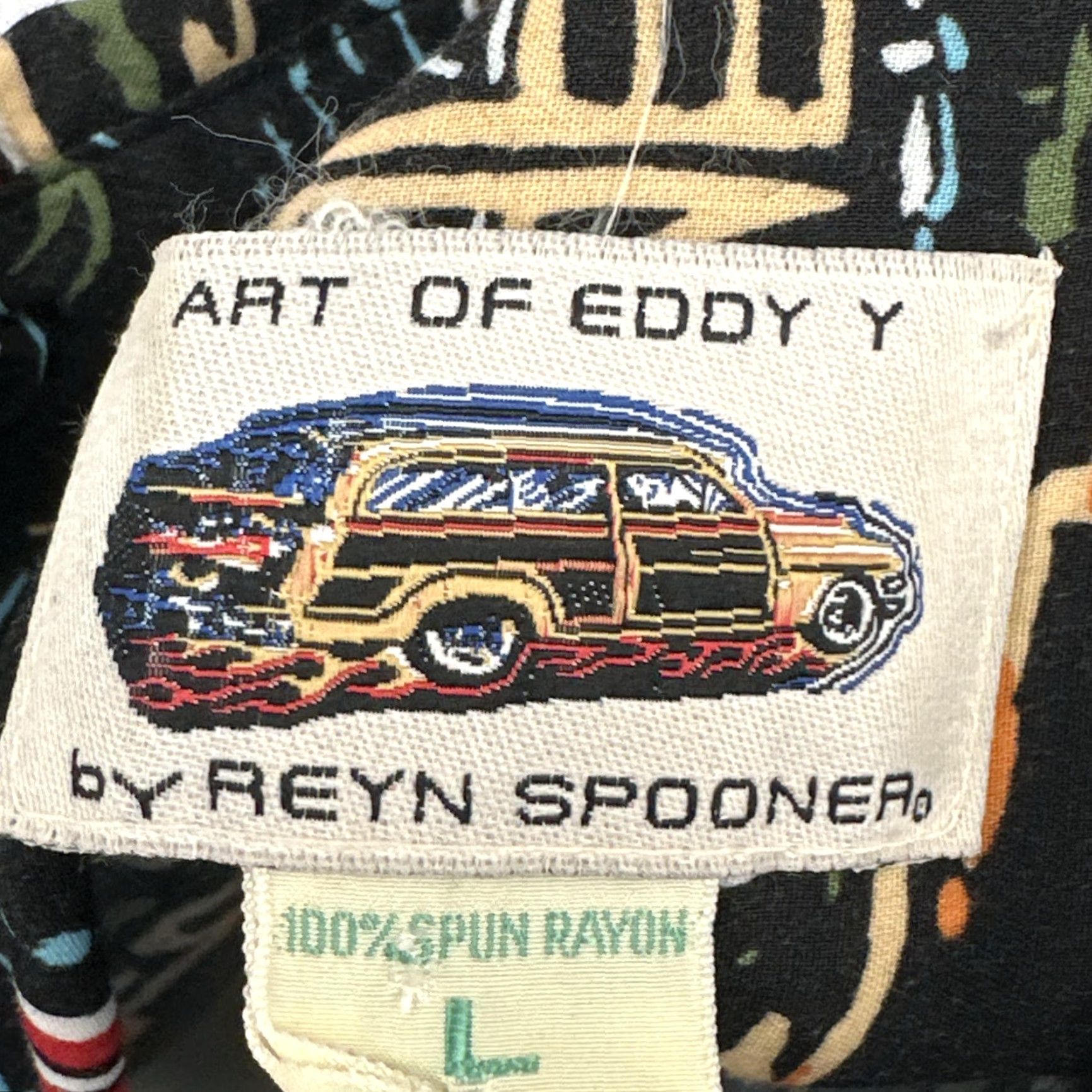 Reyn Spooner VINTAGE Reyn Spooner Art Of Eddy Y Shirt Mens Large Black Graphic Print Hawaiian Surf Button-Up Short Sleeve Relaxed Collared Mens Size US L / EU 52-54 / 3 - 4 Thumbnail