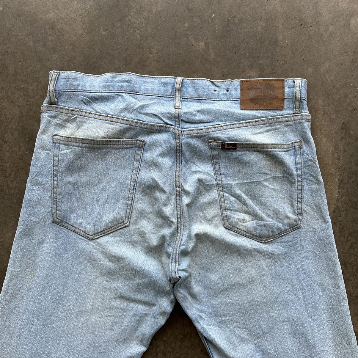 Japanese Brand × Jean × Vintage Vintage Hanes Lightwash Distressed Faded Denim Jean Pant W36 Size US 36 / EU 52 - 12 Thumbnail