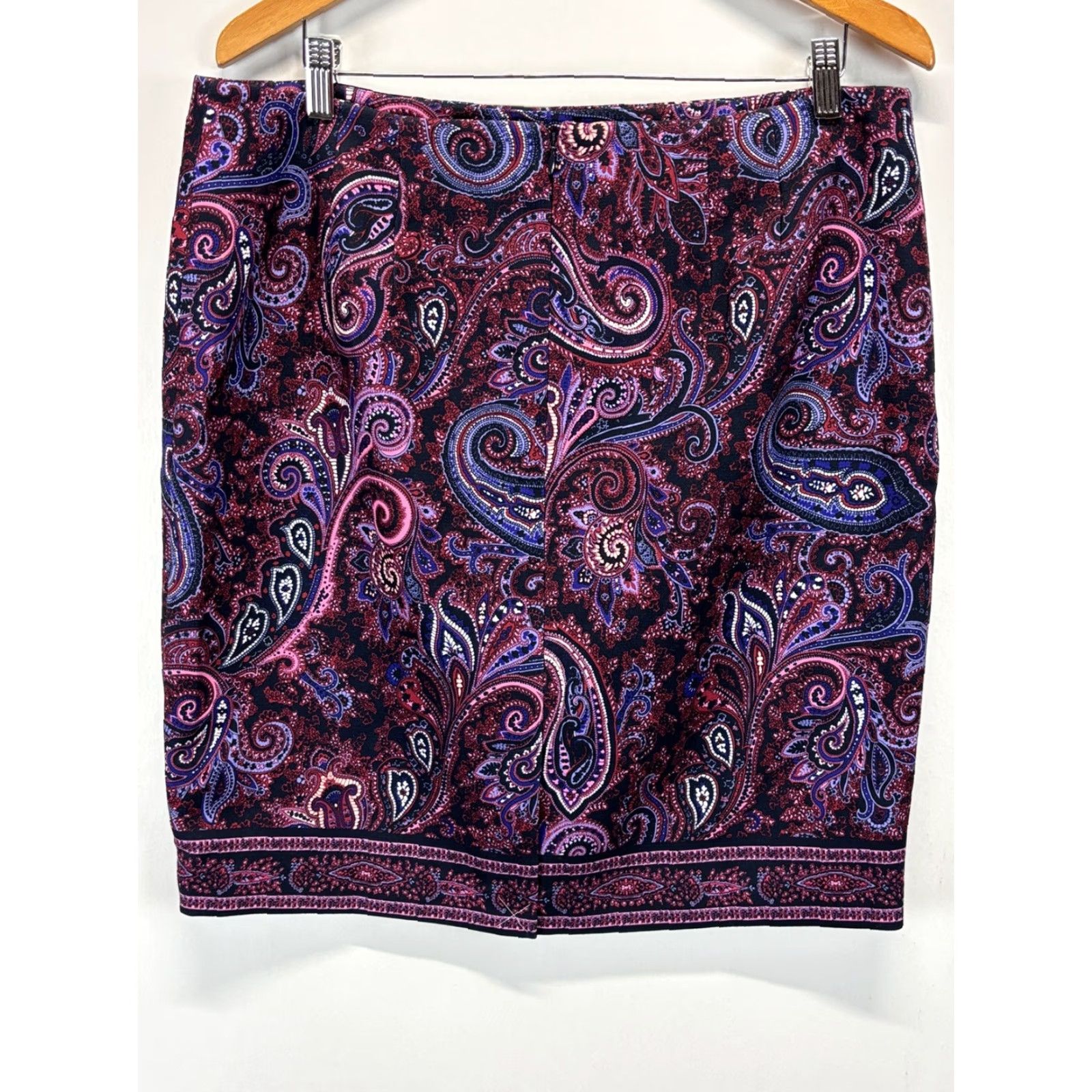Talbots Talbots Purple Paisley Pencil Skirt Petites 16P Career Womens Size 38" / US 16 / IT 52 - 2 Thumbnail