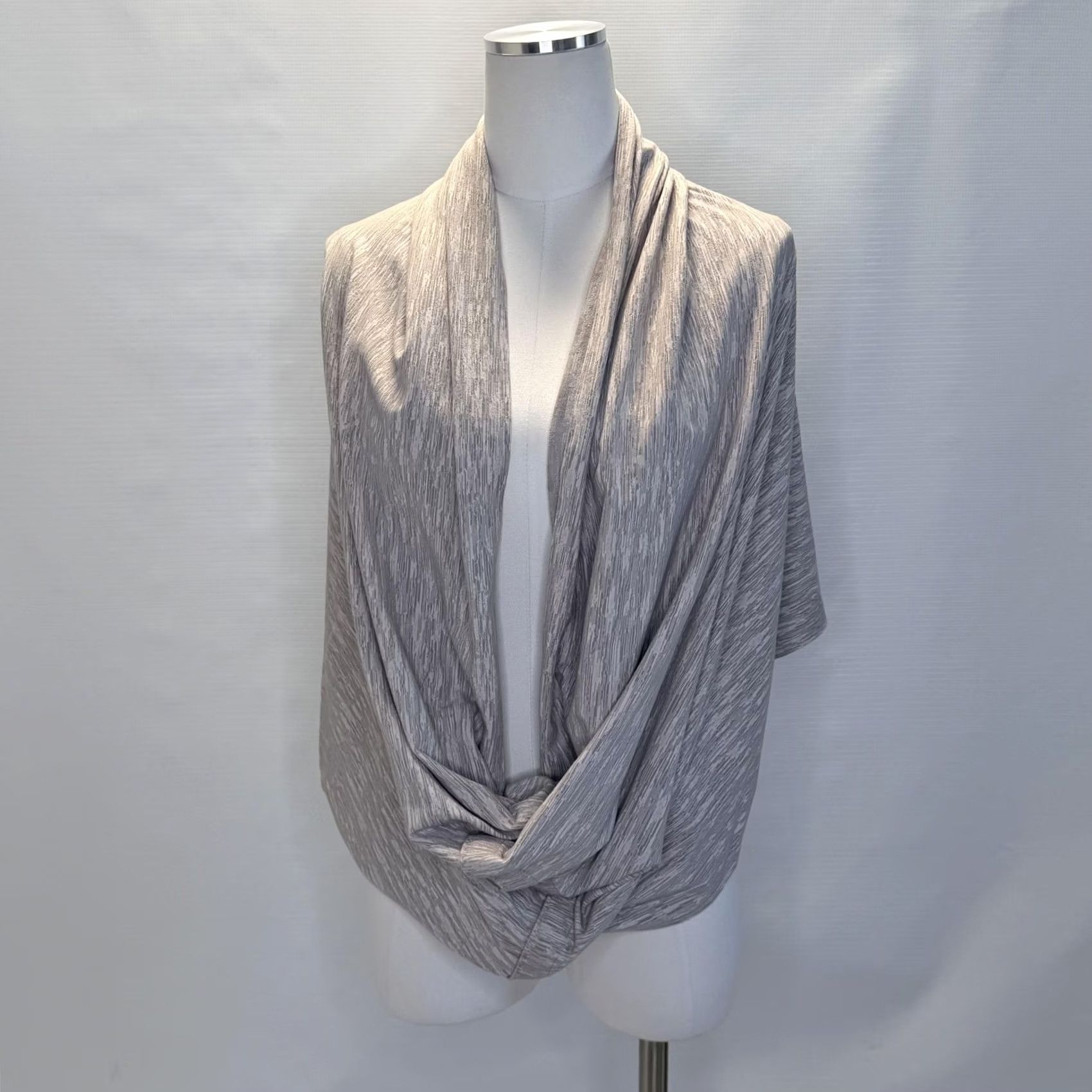 Lululemon Lululemon Scarf Womens One Size Gray Vinyasa Infinity Button Wrap Multiway Knit Jersey Striped Pattern Winter Fall Spring Women Size ONE SIZE - 2 Thumbnail