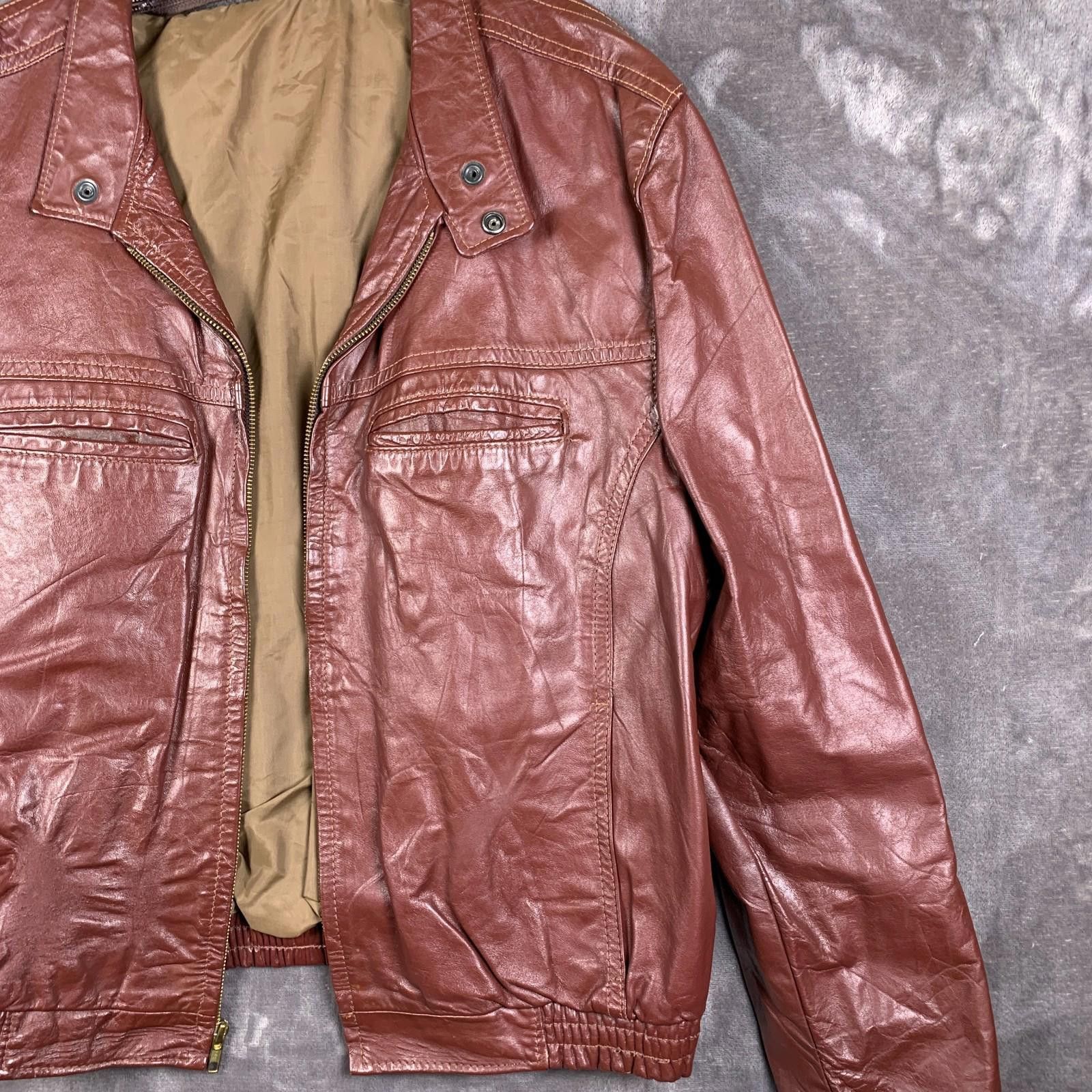 The Unbranded Brand Vintage 80's Classic Leather Jacket Brown Sz. 46R (302) Size US M / EU 48-50 / 2 - 4 Thumbnail
