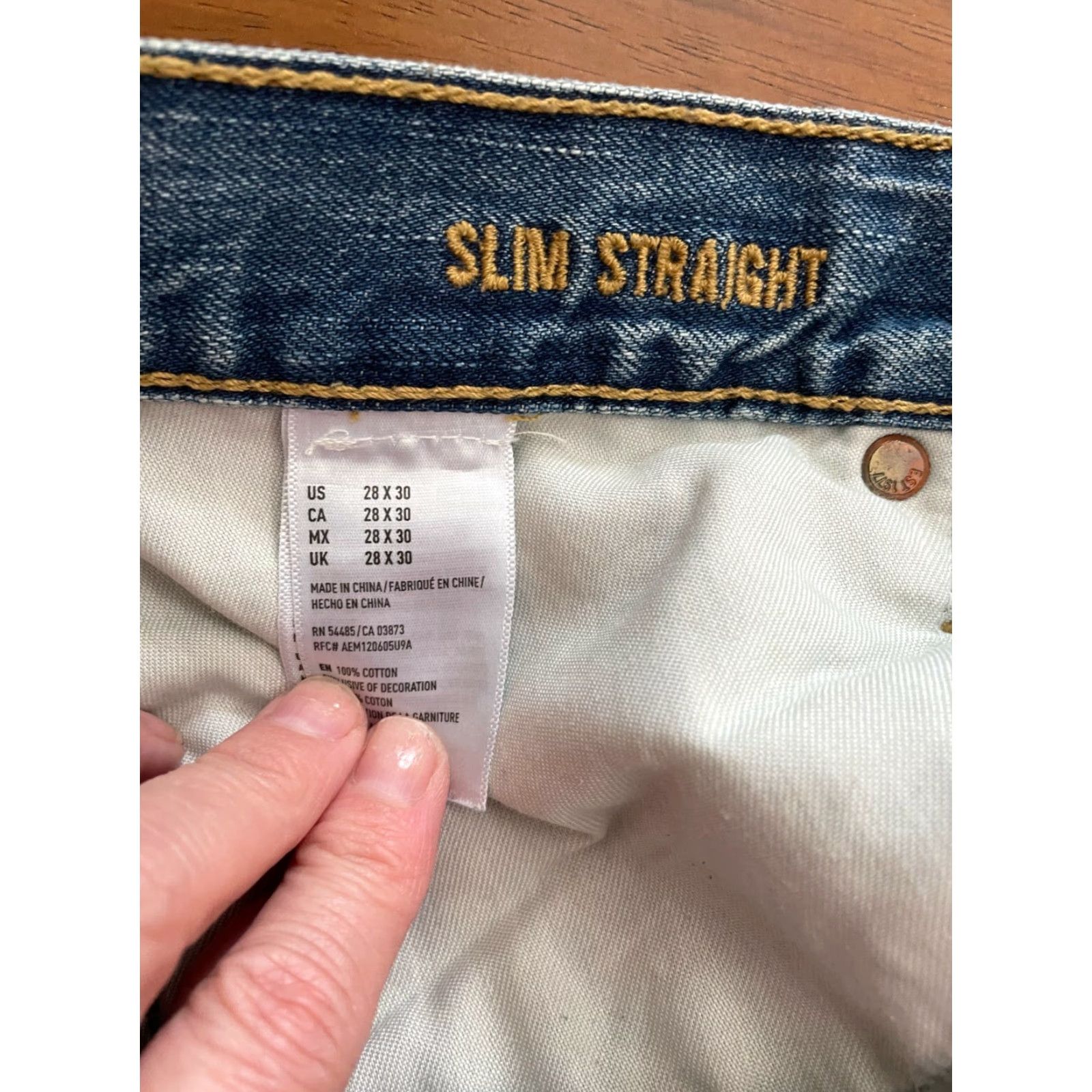 American Eagle Outfitters AMERICAN EAGLE OUTFITTERS MADE TO LAST DESTROYED WASH SLIM JEANS 28 X 30 Size US 28 / EU 44 - 4 Thumbnail