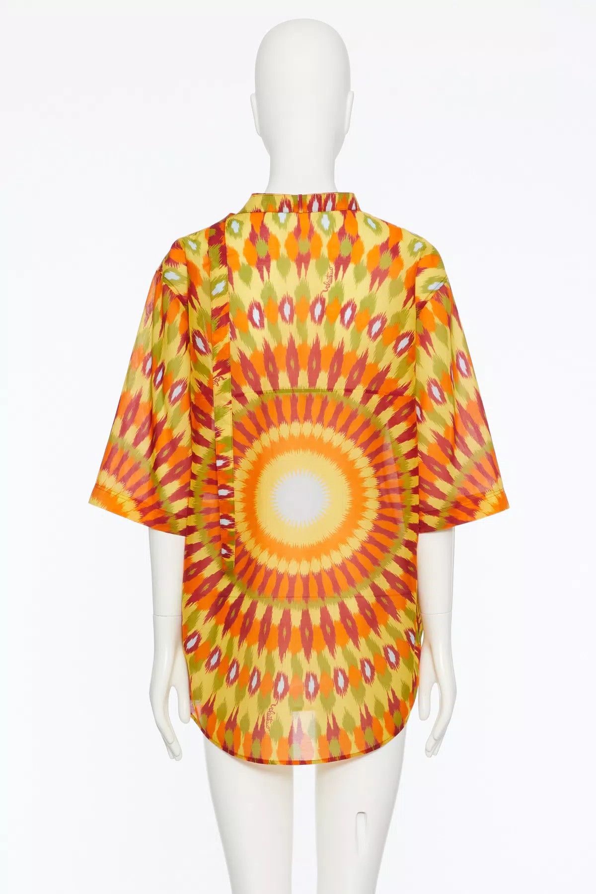 Valentino o1s1wg110925 Round Rain Print Short Voile Dress in Orange Size XS / US 0-2 / IT 36-38 - 4 Thumbnail