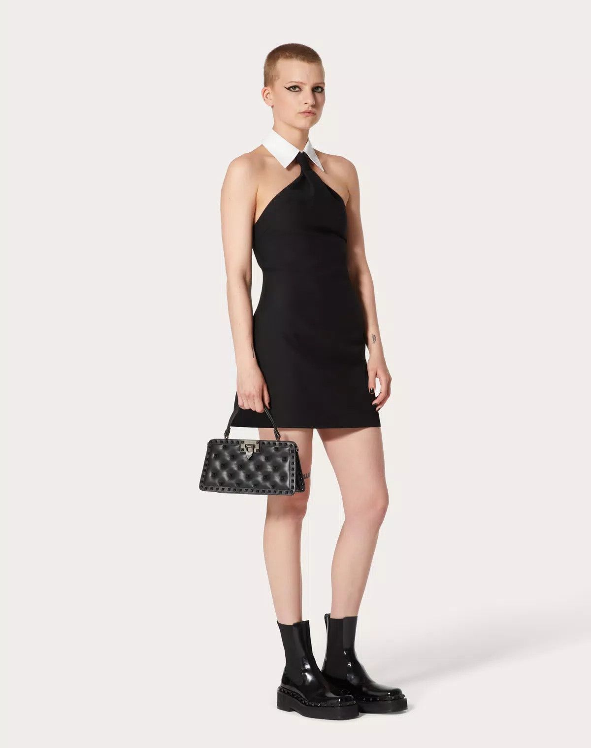 Valentino o1s1wg110625 Crepe Couture Short Dress in Black Size XS / US 0-2 / IT 36-38 - 2 Thumbnail