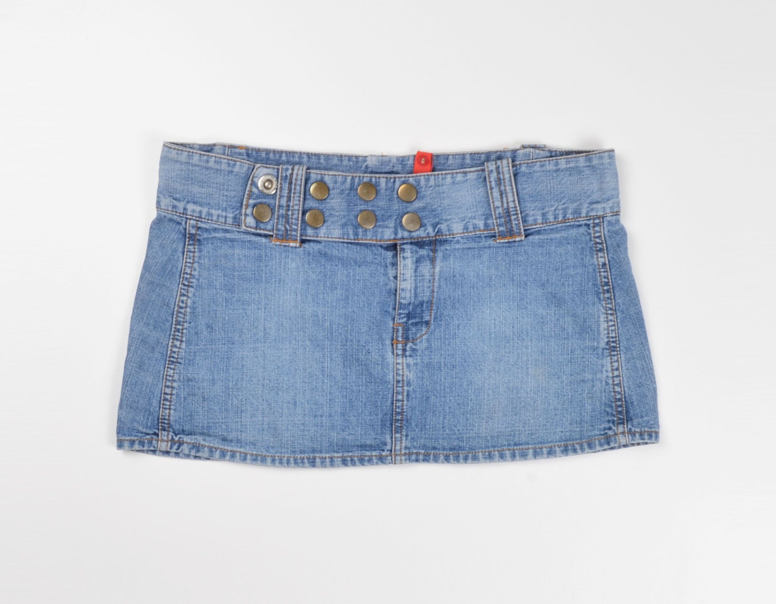 Vintage Vintage Fishbone Y2K Glam Denim Blue Micro Skirt Size 33" - 3 Thumbnail