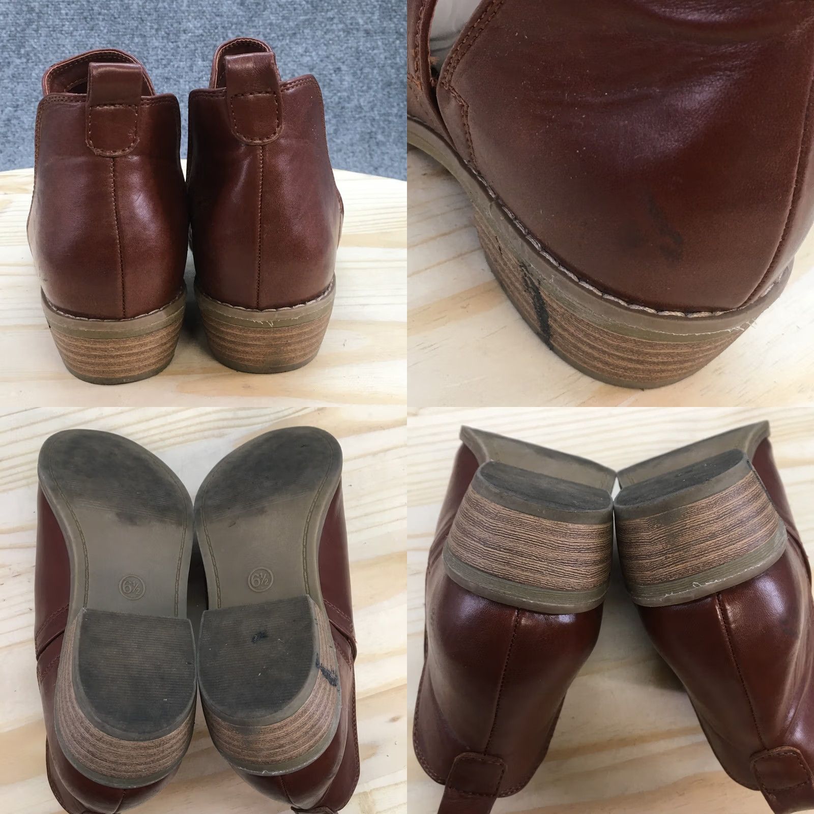 Vintage Universal Thread Boots Womens 6.5 Ankle Booties Brown Faux Leather Pull On Heel Block Casual Shoes Women Size US 7 / IT 37 - 9 Thumbnail
