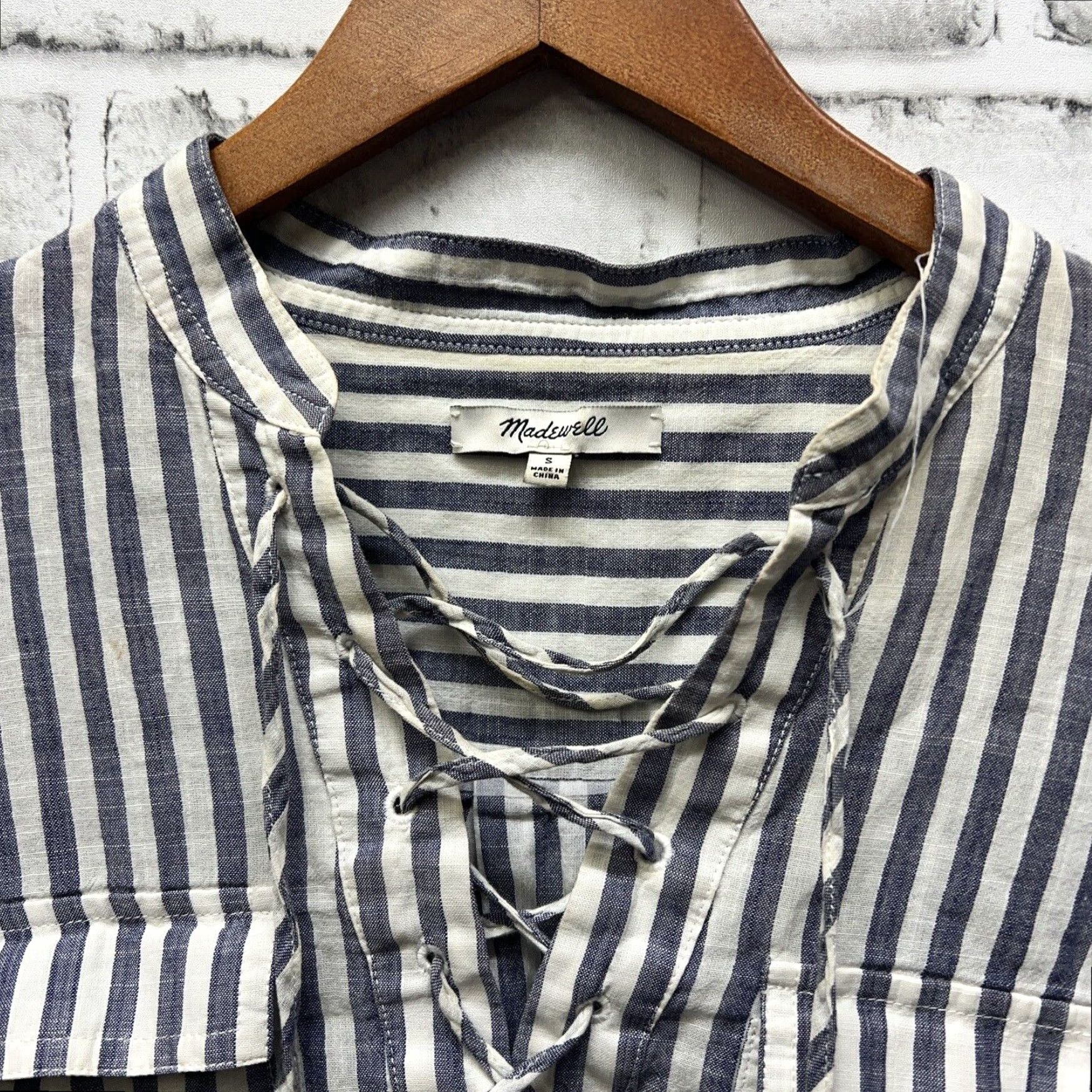Madewell Madewell Striped Blouse Womens Small Gray Size S / US 4 / IT 40 - 3 Thumbnail