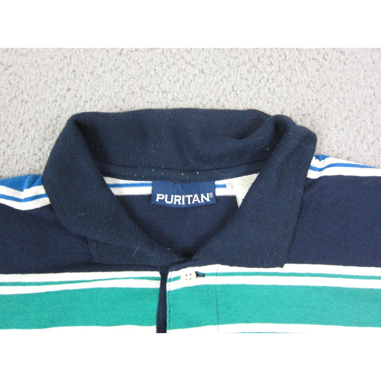 Vintage VINTAGE Puritan Polo Shirt Mens Polo Shirt Casual 90s 80s Blue Striped Cotton Polyester Short Sleeve Button Front Collar Spread Size M Size US M / EU 48-50 / 2 - 4 Thumbnail