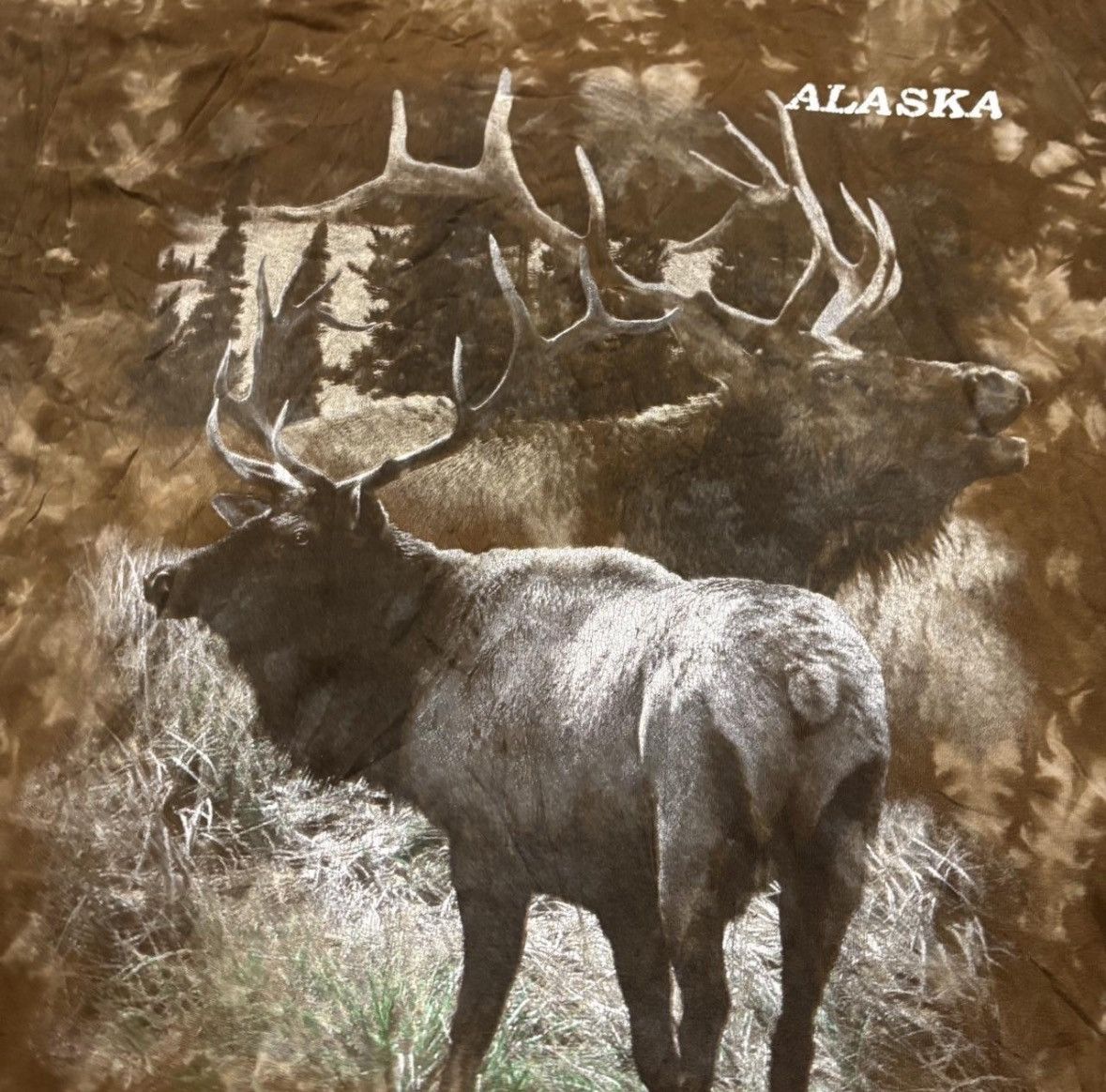 Gildan 90s Brown tie-dye Alaska elk Tee SizeXL heavyweight gildan Size US XL / EU 56 / 4 - 2 Thumbnail