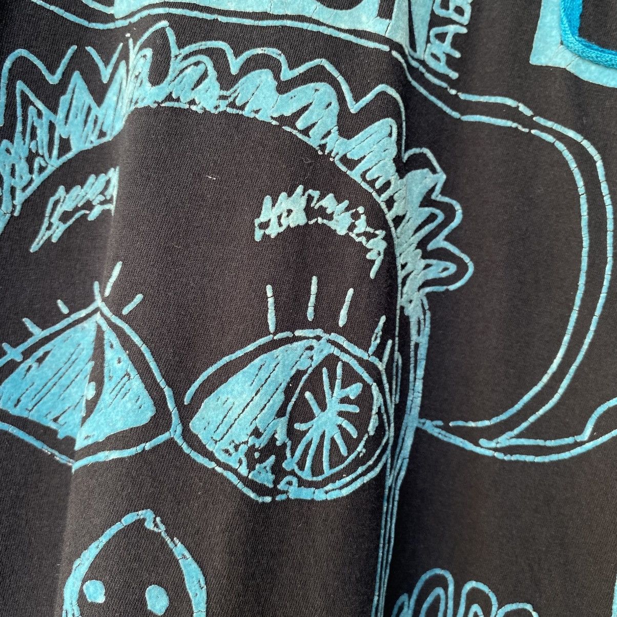 Desigual Derigual Black Long-Sleeve Tee with Blue Graphic Print Size US L / EU 52-54 / 3 - 13 Thumbnail