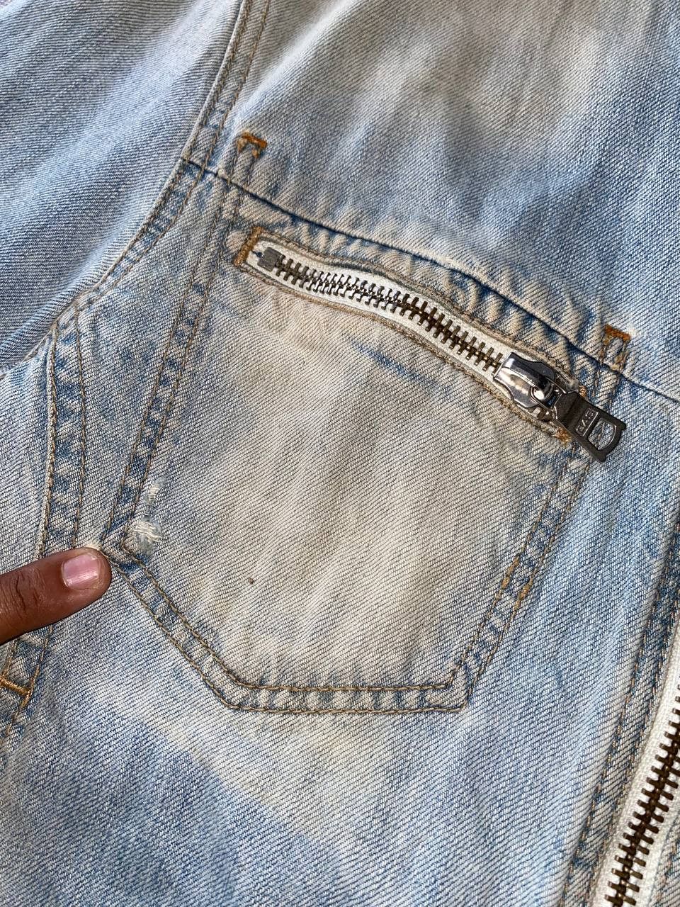GAS GAS Distressed Denim Biker Jacket Size US M / EU 48-50 / 2 - 7 Thumbnail