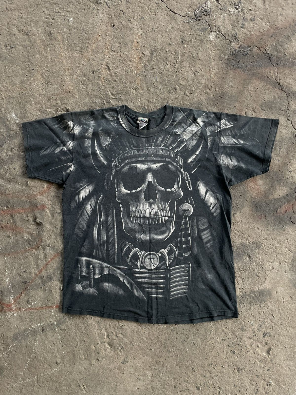 Band Tees × Liquid Blue × Vintage VINTAGE LIQUID BLUE SKULL T-SHIRT 1997 Size US XL / EU 56 / 4 - 2 Thumbnail
