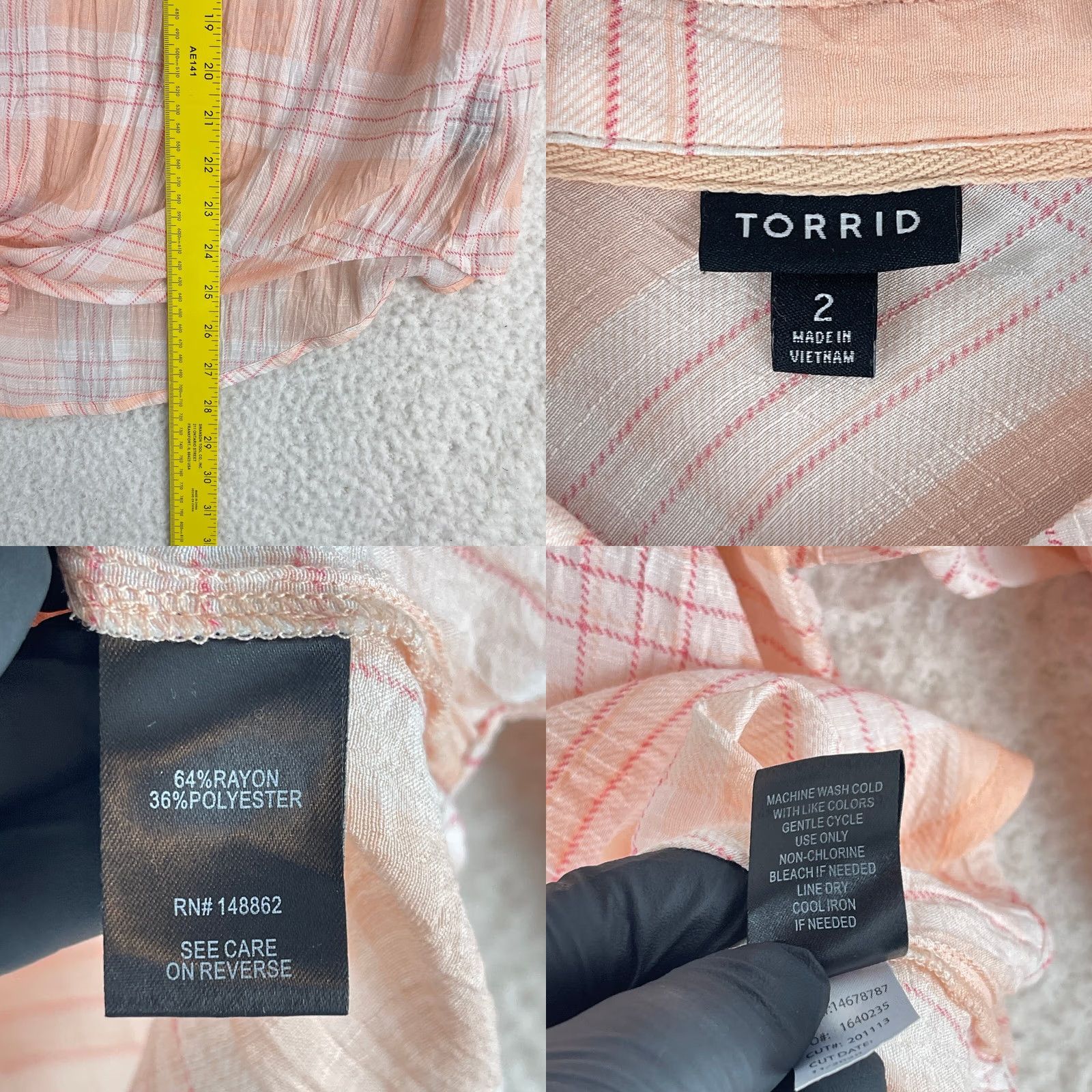 Torrid Torrid Plaid Pink Lindsay Drop Shoulder Button-Down Shirt Womens Plus Size 2X Size XXL / US 16-18 / IT 52-54 - 9 Thumbnail