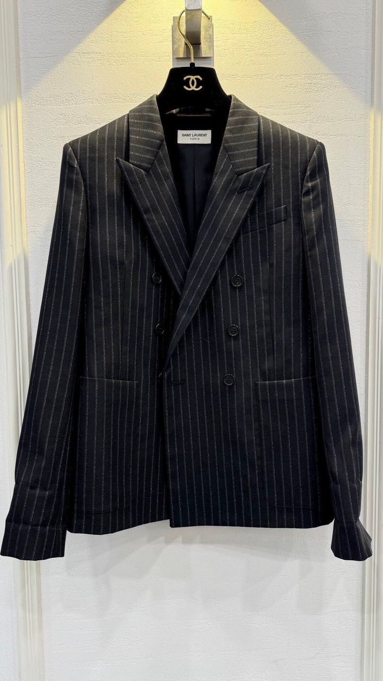 Saint Laurent Paris Saint Laurent Pinstripe Wool Blazer-2506 Size US M / EU 48-50 / 2 - 1 Thumbnail