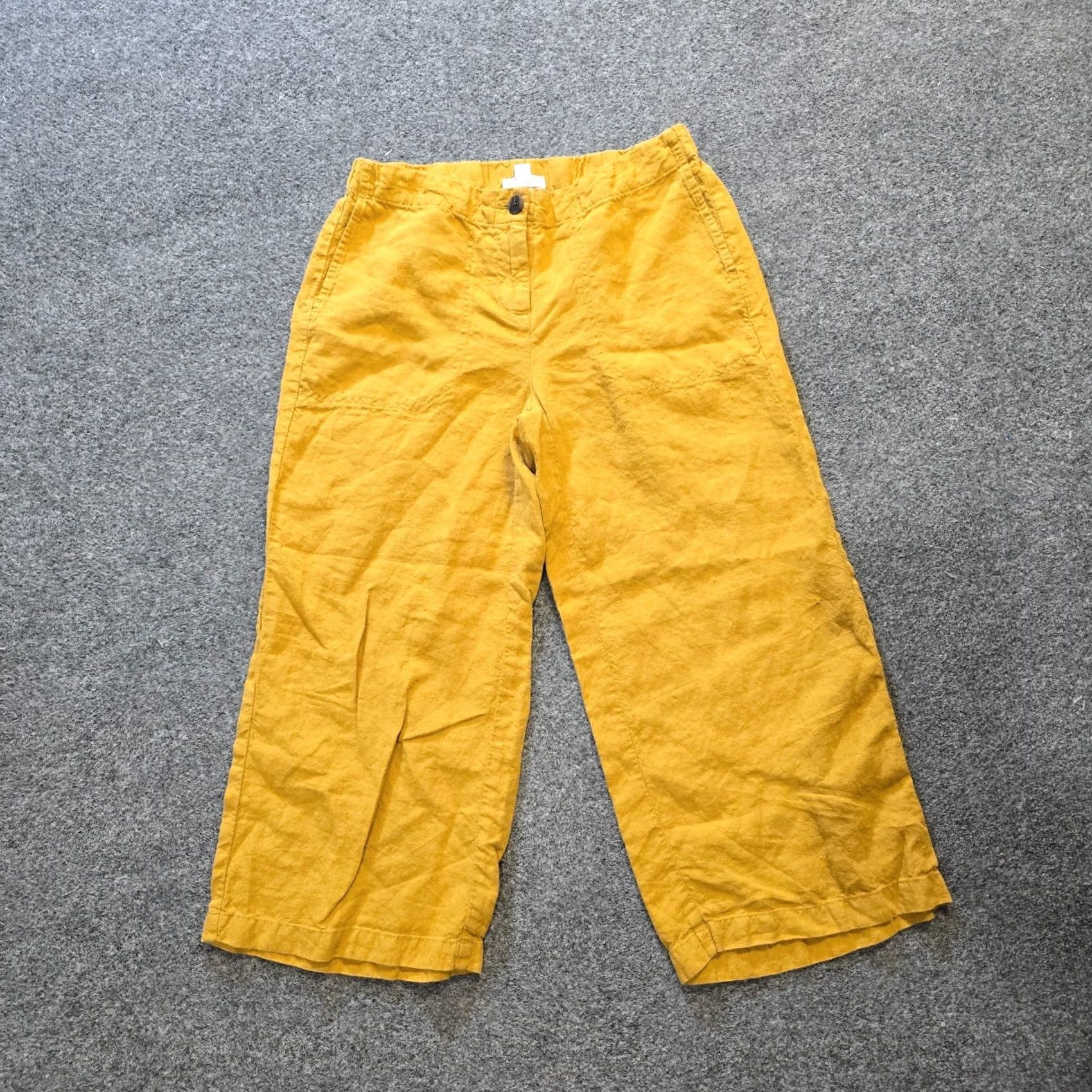 J. Jill J. Jill Pants Womens XS Petite Yellow Wide-Leg Linen Cropped Beachy Capsule Shirt/Bottom? Size 26" / US 2 / IT 38 - 2 Thumbnail