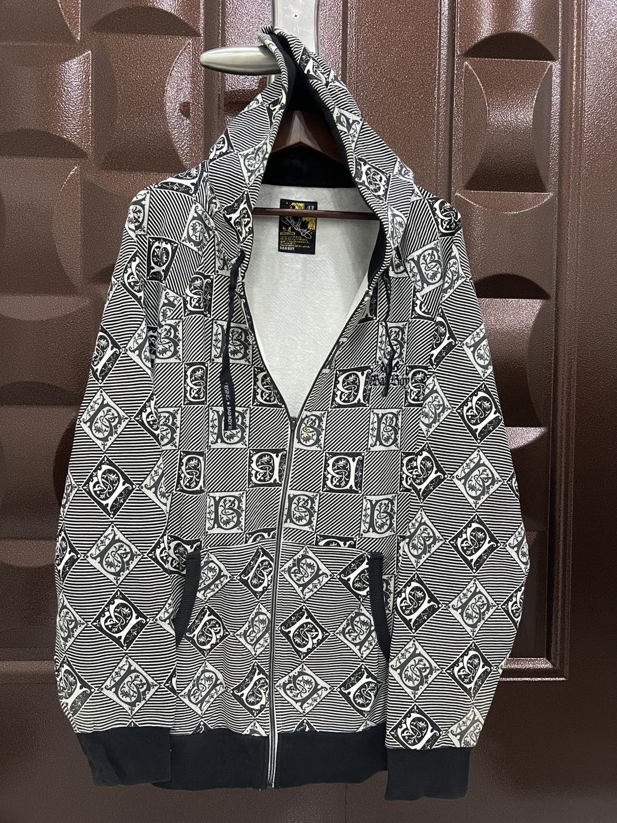 Japanese Brand BADBOY Full Printed Adjustable Hooded Full Zipper Sweatshirt Size US L / EU 52-54 / 3 - 2 Thumbnail