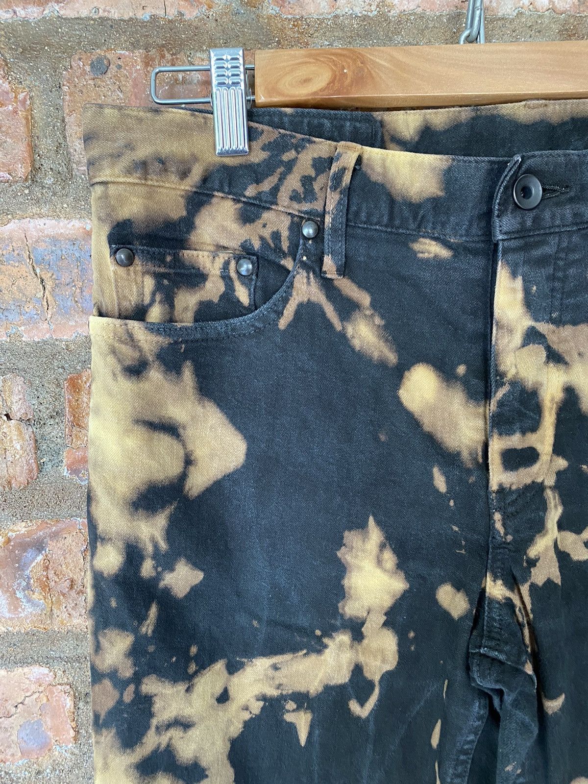 Japanese Brand × KMRii × Shellac SHELLAC Japan Bleach Wash black flare pants Size US 33 - 6 Thumbnail