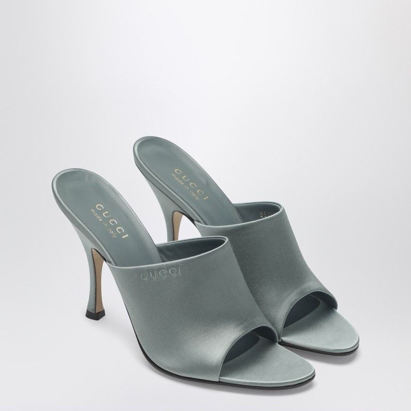 Gucci Gucci Ocean Green Satin Slider Sandal Size US 8 / IT 38 - 1 Thumbnail