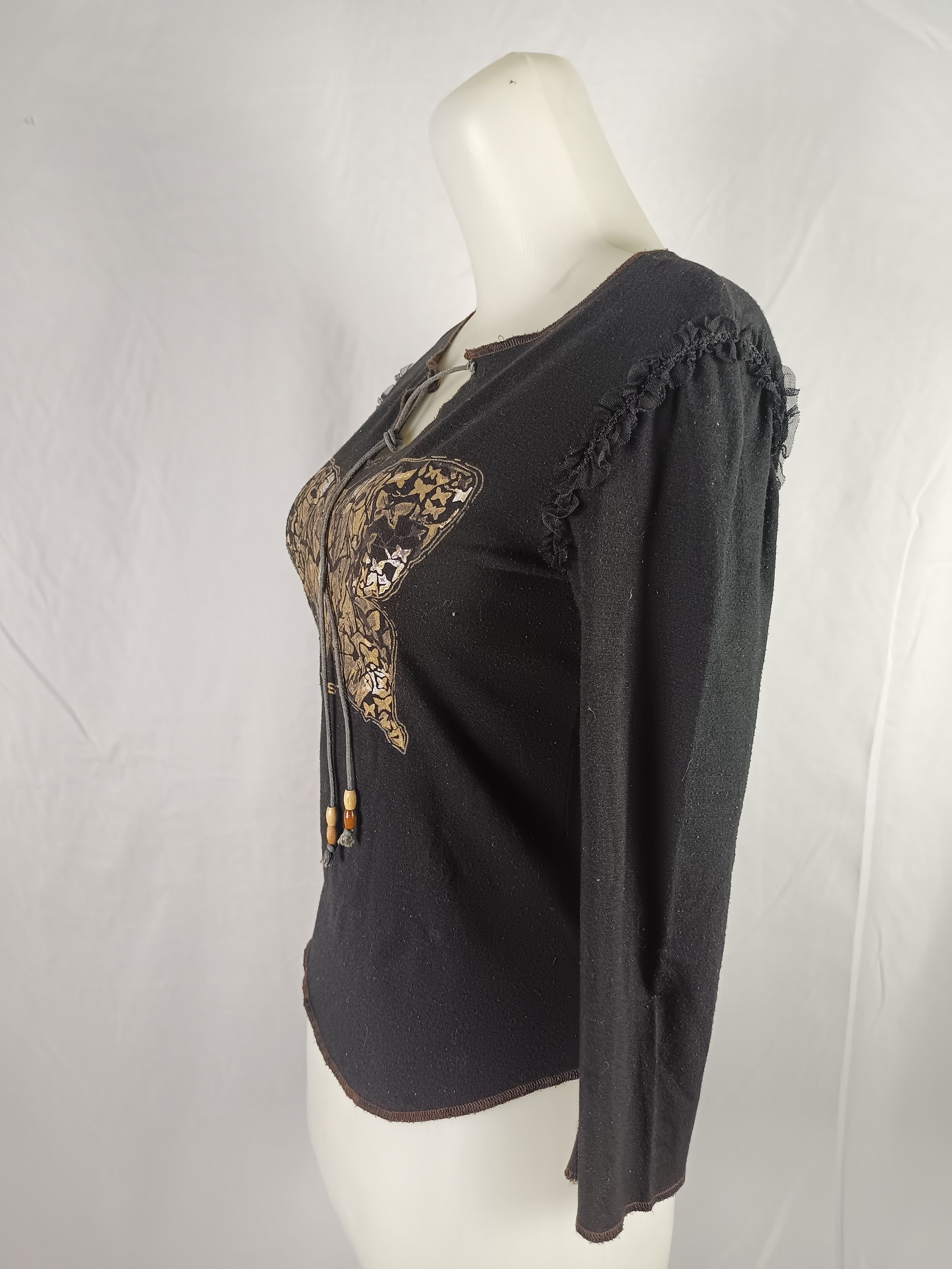 Japanese Brand Black Egoist Gold Butterfly Print Long sleeve Size US M / EU 48-50 / 2 - 2 Thumbnail