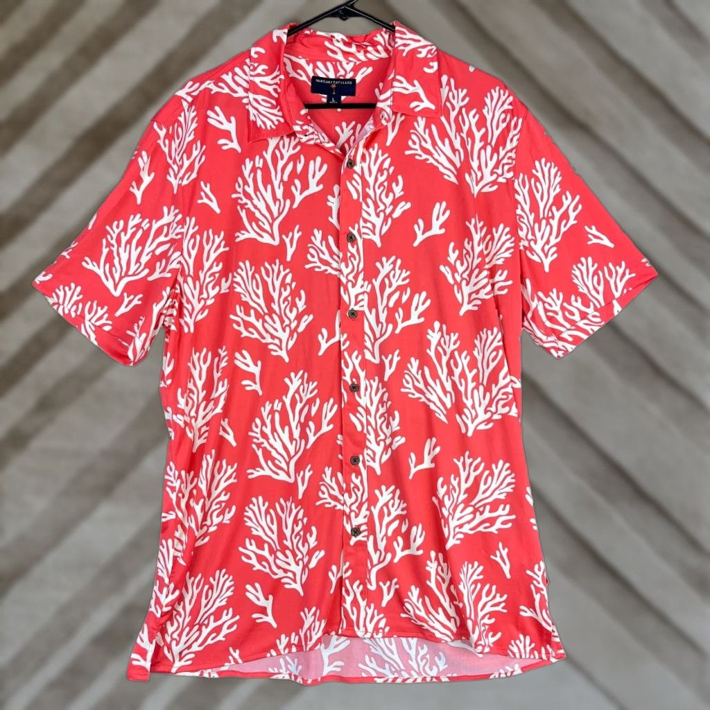 Vintage Margaritaville Mens Shirt Button-Down Short Sleeve Deep Sea Coral Reef Pattern UPF +50 Large Size US L / EU 52-54 / 3 - 1 Thumbnail