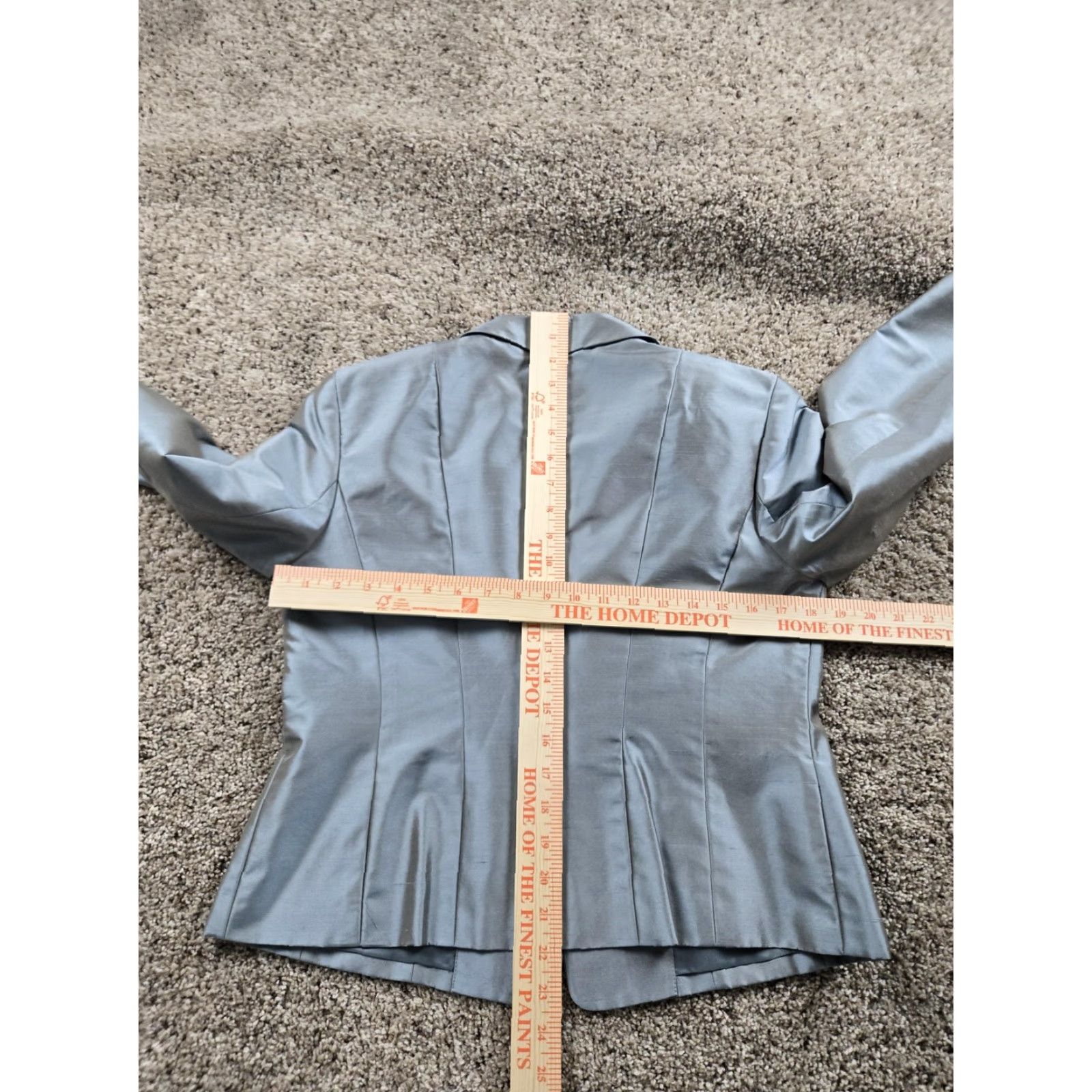 Talbots VINTAGE Talbots Blazer Jacket Womens 8 Petites 100% Silk One Button Slim Tailored Silver Notch Single-Breasted Pant Suit Ladies? Size M / US 6-8 / IT 42-44 - 6 Thumbnail