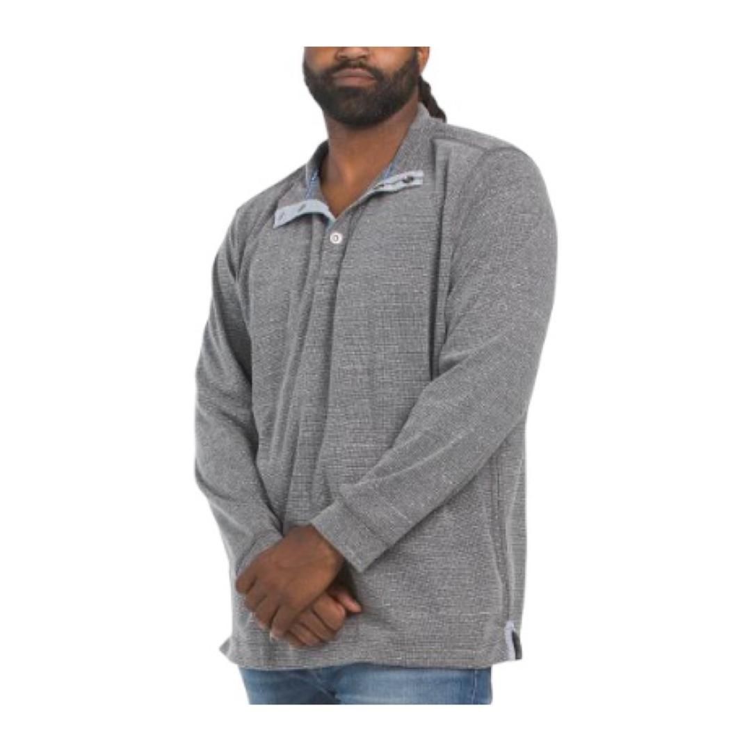 Tommy Bahama Tommy Bahama Mens Grey Big And Tall Half Snap Mock Neck Swea Size US XL / EU 56 / 4 - 1 Thumbnail