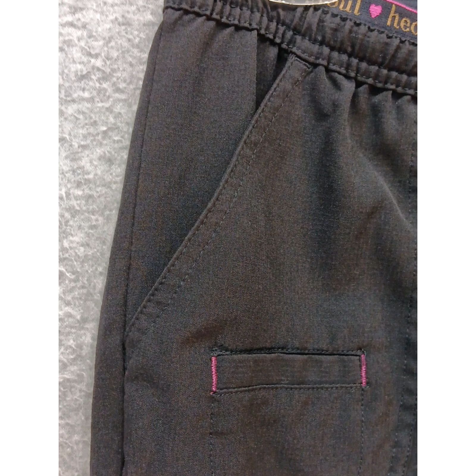 Vintage Heartsoul Scrub Pants Women Medium Tall Black Drawstring Elastic Waist GUC Size 32" / US 10 / IT 46 - 4 Thumbnail