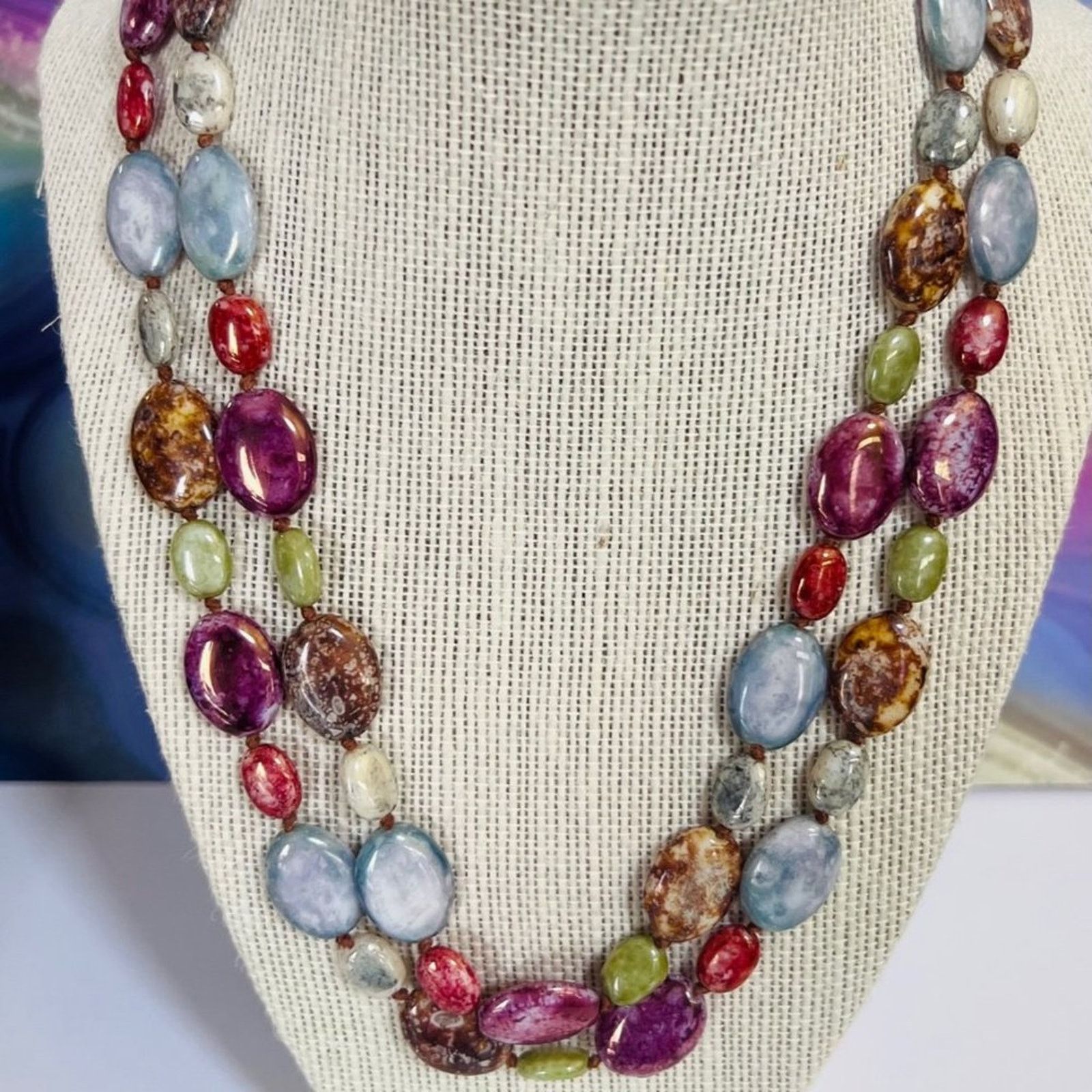 & Other Stories Vintage Signed - Austria Cabochon Stone Bead Necklace Size ONE SIZE - 1 Thumbnail