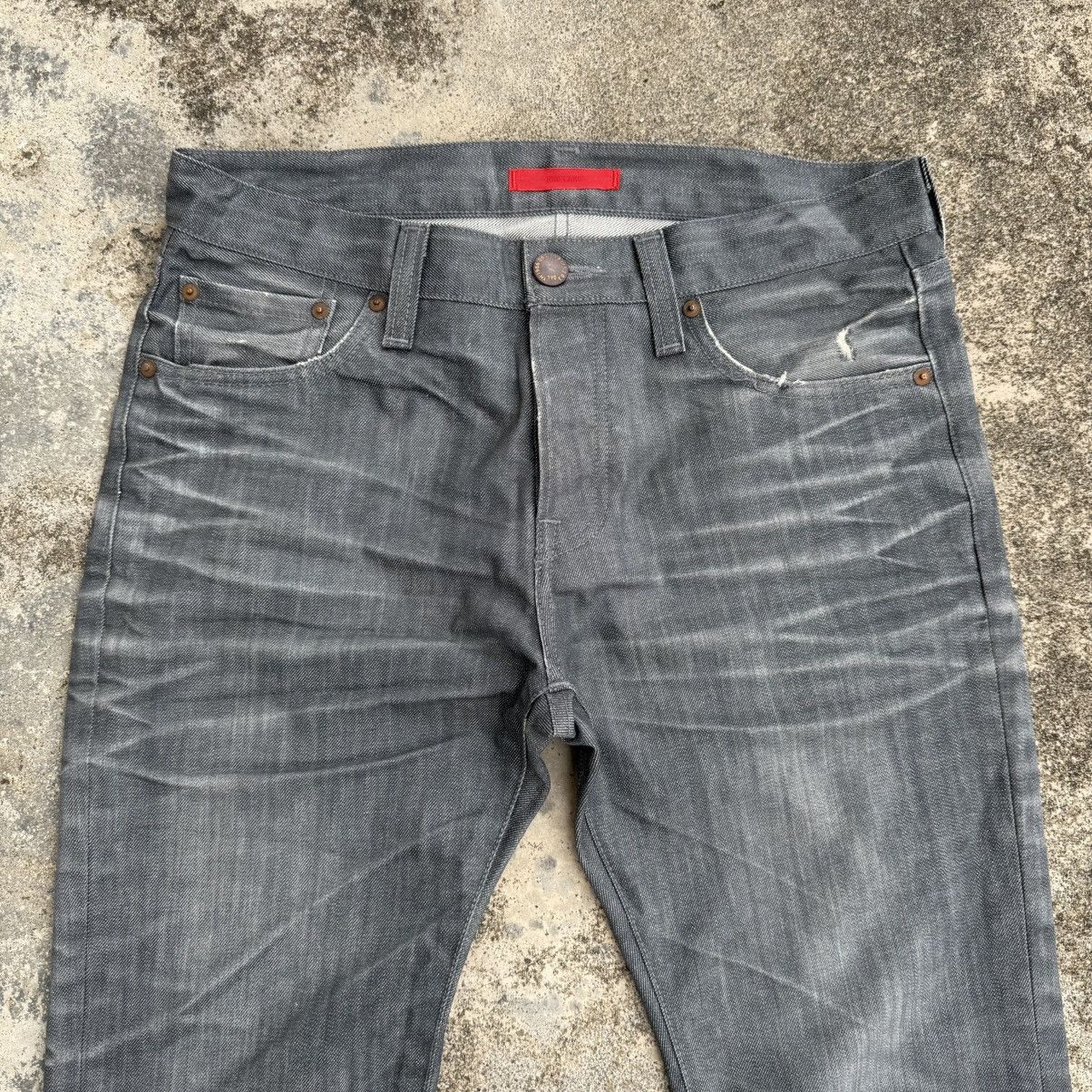 VINTAGE RED CARD FADED GRAY JEAN DENIM PANTS