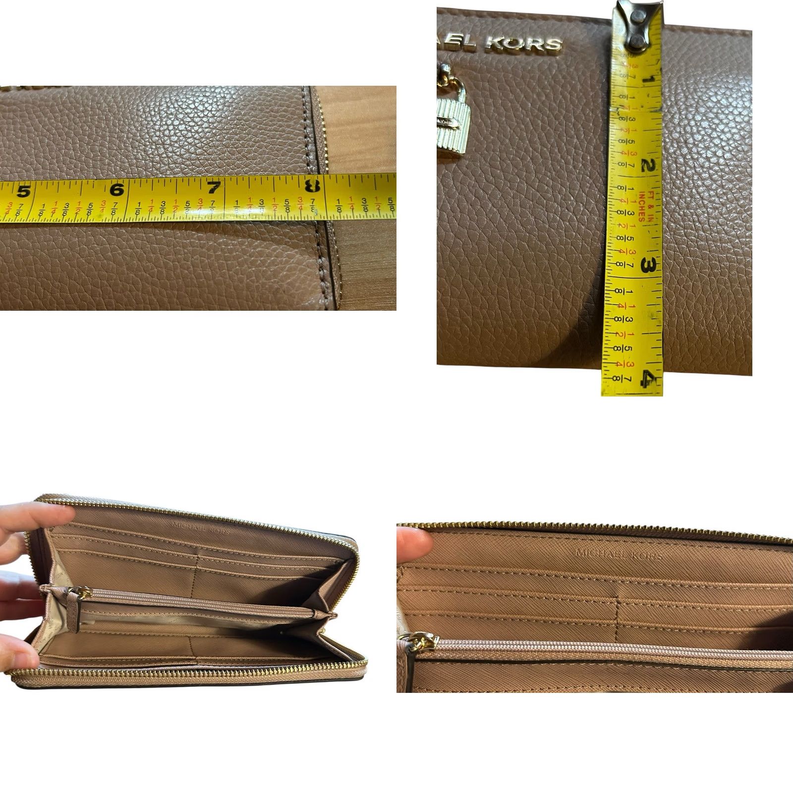 Michael Kors Michael Kors ADELE ZA CONTINENTAL Large Leather Wallet Fawn Beige Brown Womens Size ONE SIZE - 9 Thumbnail
